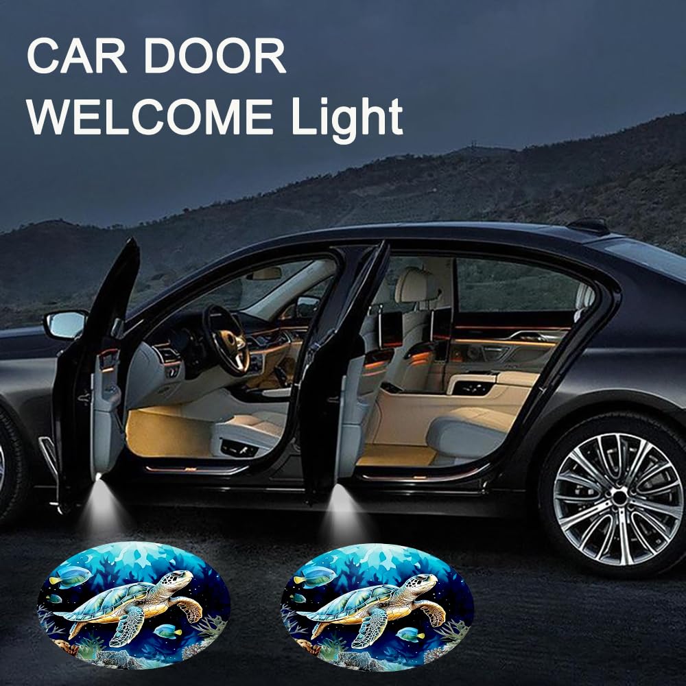 Lmzljz 2Pcs Car Door Lights Turtle Door Lights Logo Projector Led Shadow Welcome Lamp Car Accessories Turtle Gifts For Women Men Suitable For All Vehicles Motorcycle Bike