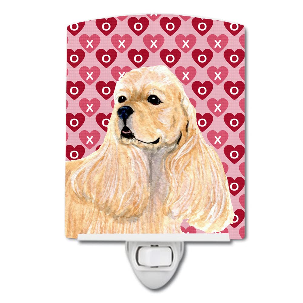 Carolines Treasures Ceramic Night Light, Buff Cocker Spaniel Hearts, 6x4x3 inches, UL-Certified, Multicolor, Model SS4522CNL