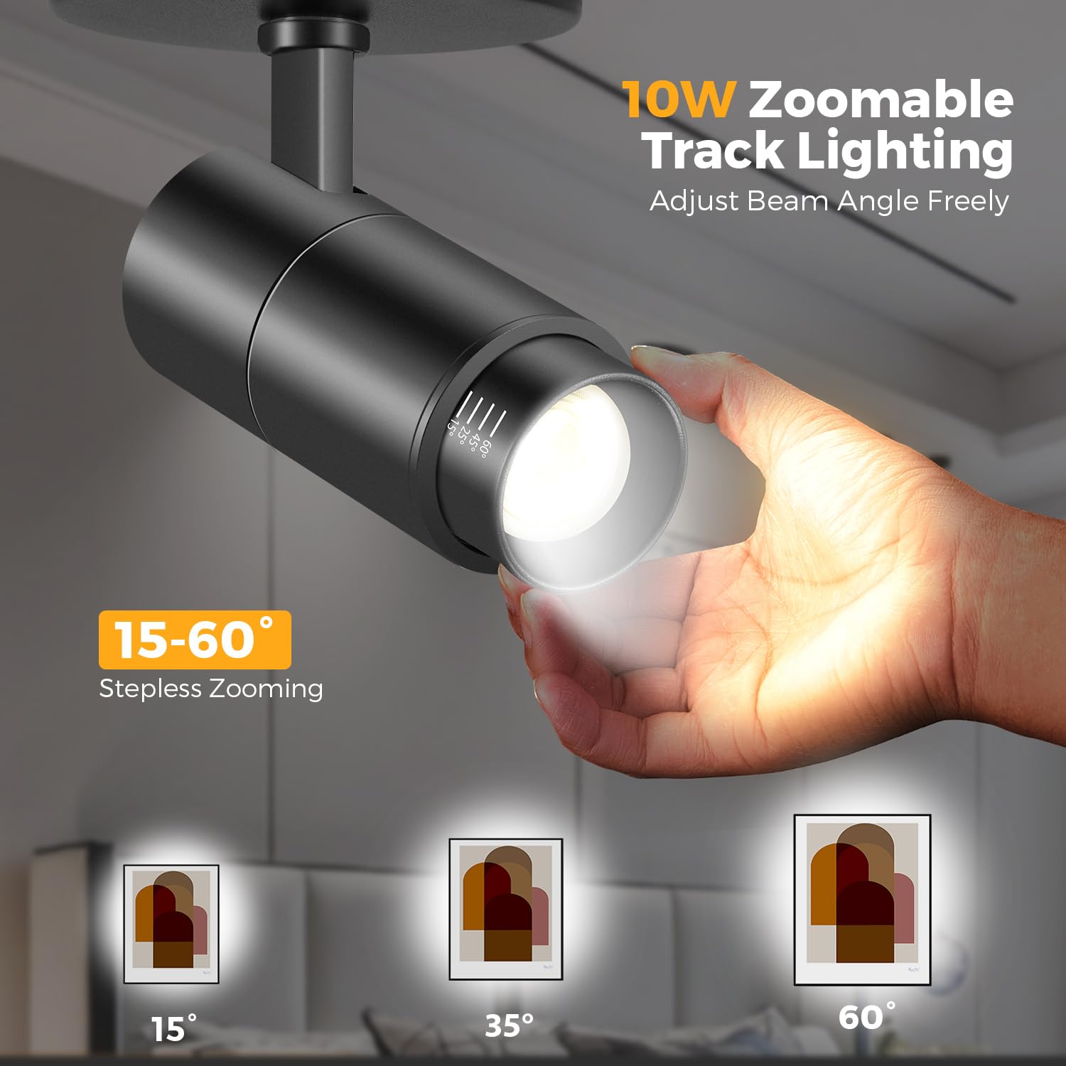 Vanoopee 10W Dimmable Led Ceiling Spotlight, Adjustable 3-Color Indoor Flush Mount, Black