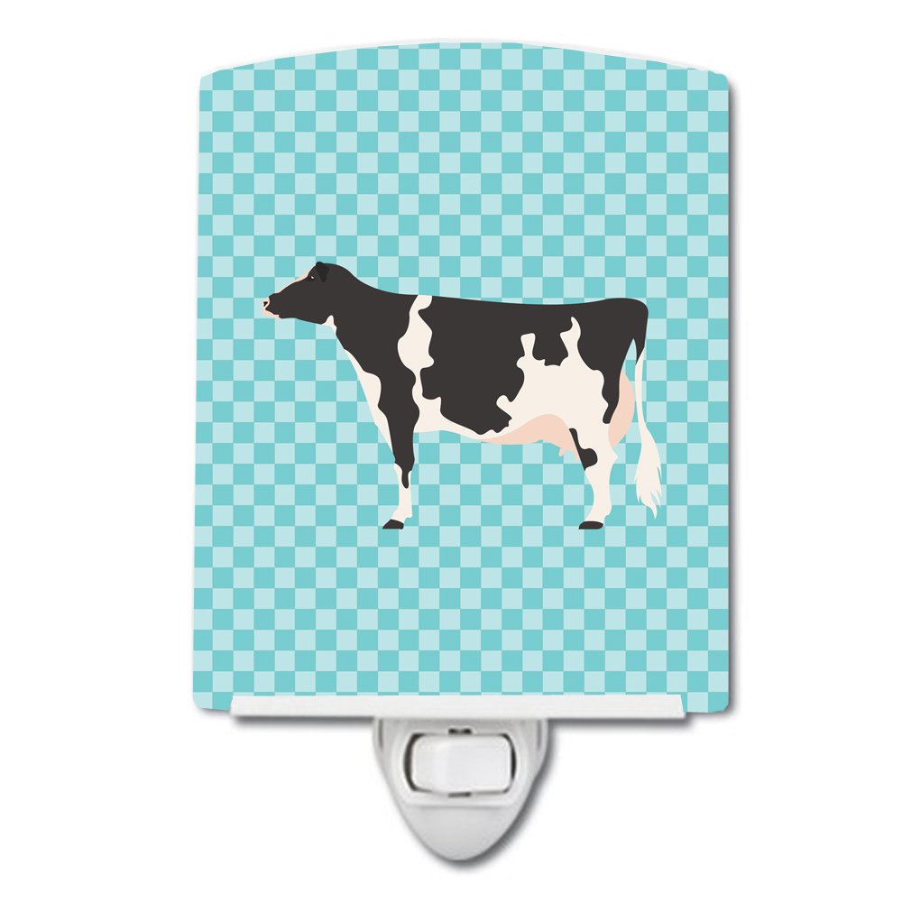 Carolines Treasures BB7996CNL Holstein Cow Blue Check Ceramic Night Light Compact, ULCertified, Ideal for Bedroom, Bathroom, N