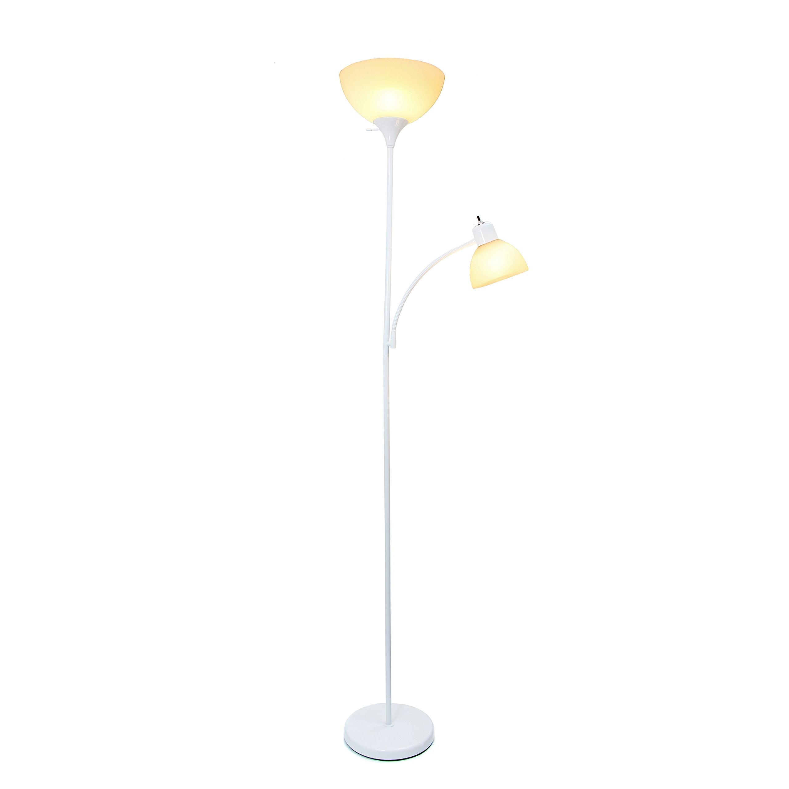 Simple Designs Lf2000-Wht Mother-Daughter Floor Lamp With Reading Light, White