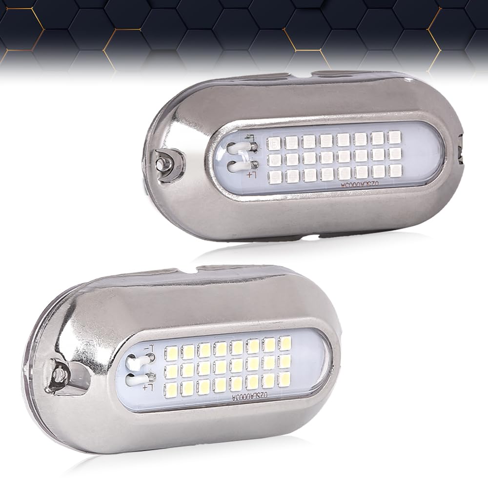 PIT66 LED Pontoon Boat Docking Light, Bright White & Blue, 12V, 2 Pcs, Polycarbonate