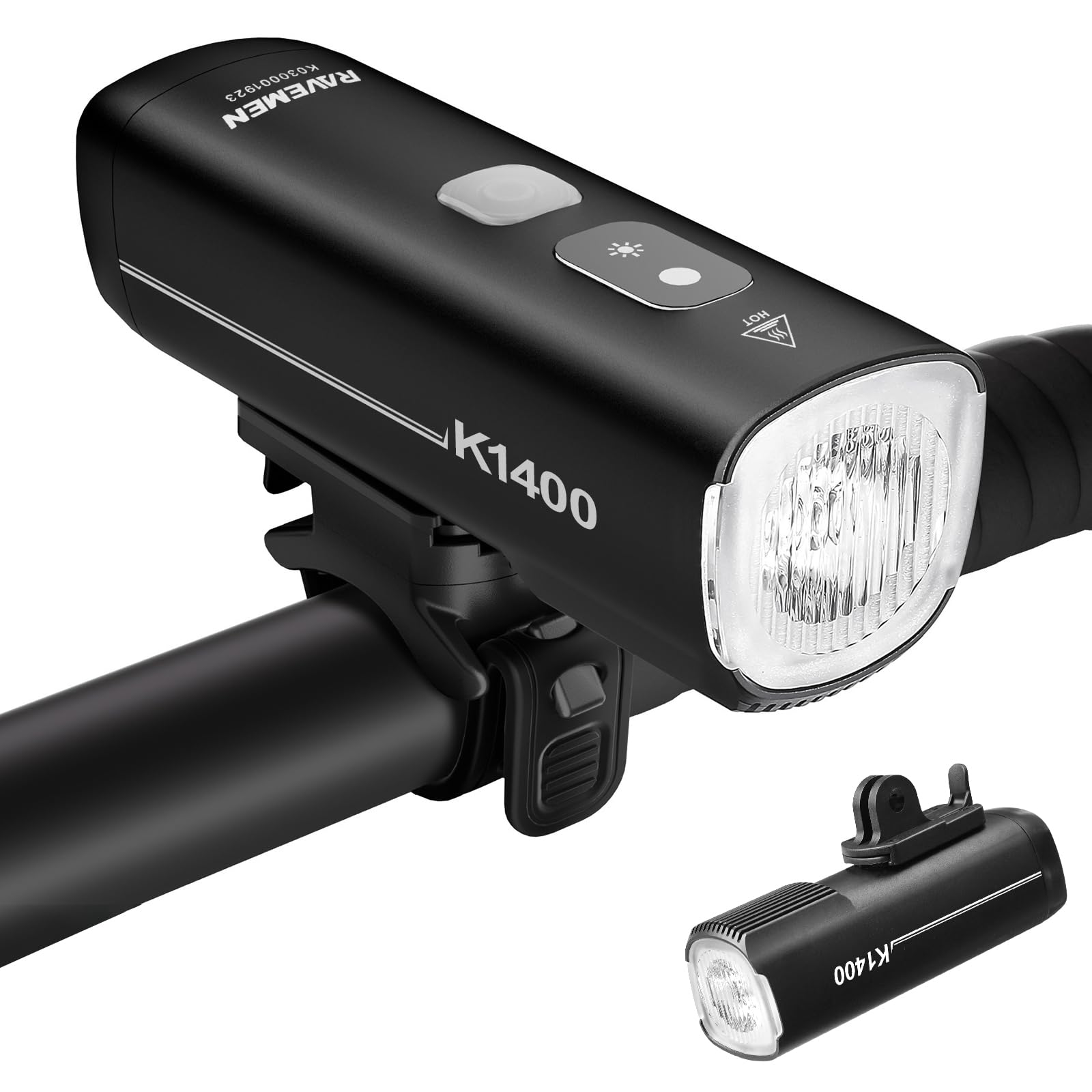 RAVEMEN K1400 Bike Headlight, 1400 Lumen Bike Front Light with Auto ON/Off and Sensor for High/Low Ambient Light IPX7 Waterproof