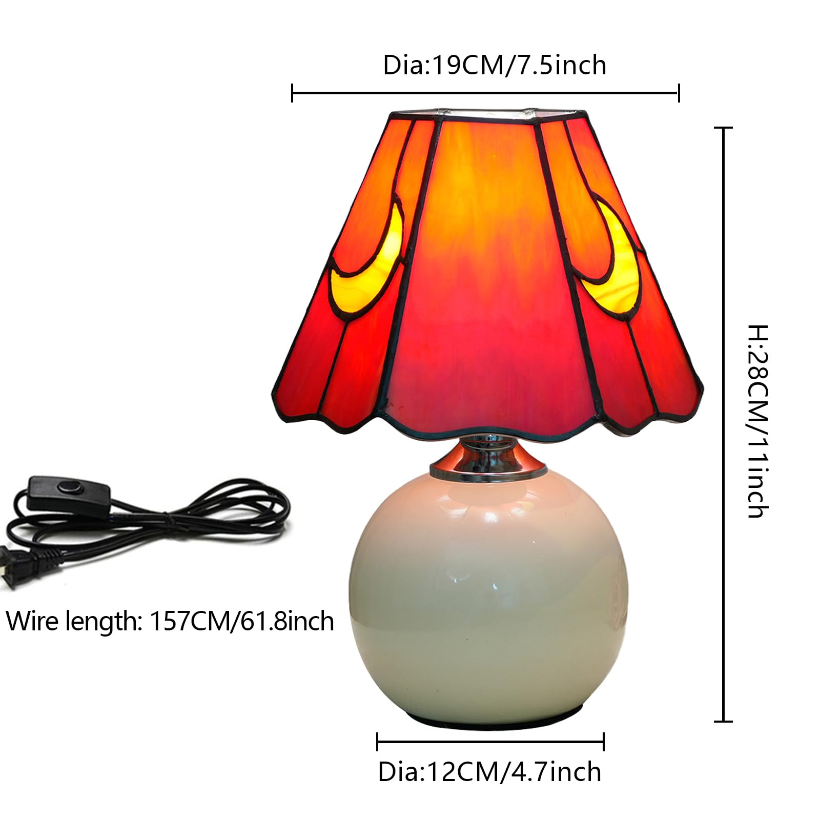 KIPHEPI Mushroom Lamp Tiffany Stained Glass Table Lamp Moon Mushroom-Red Model OFU1208 for Home Decor and Gifts