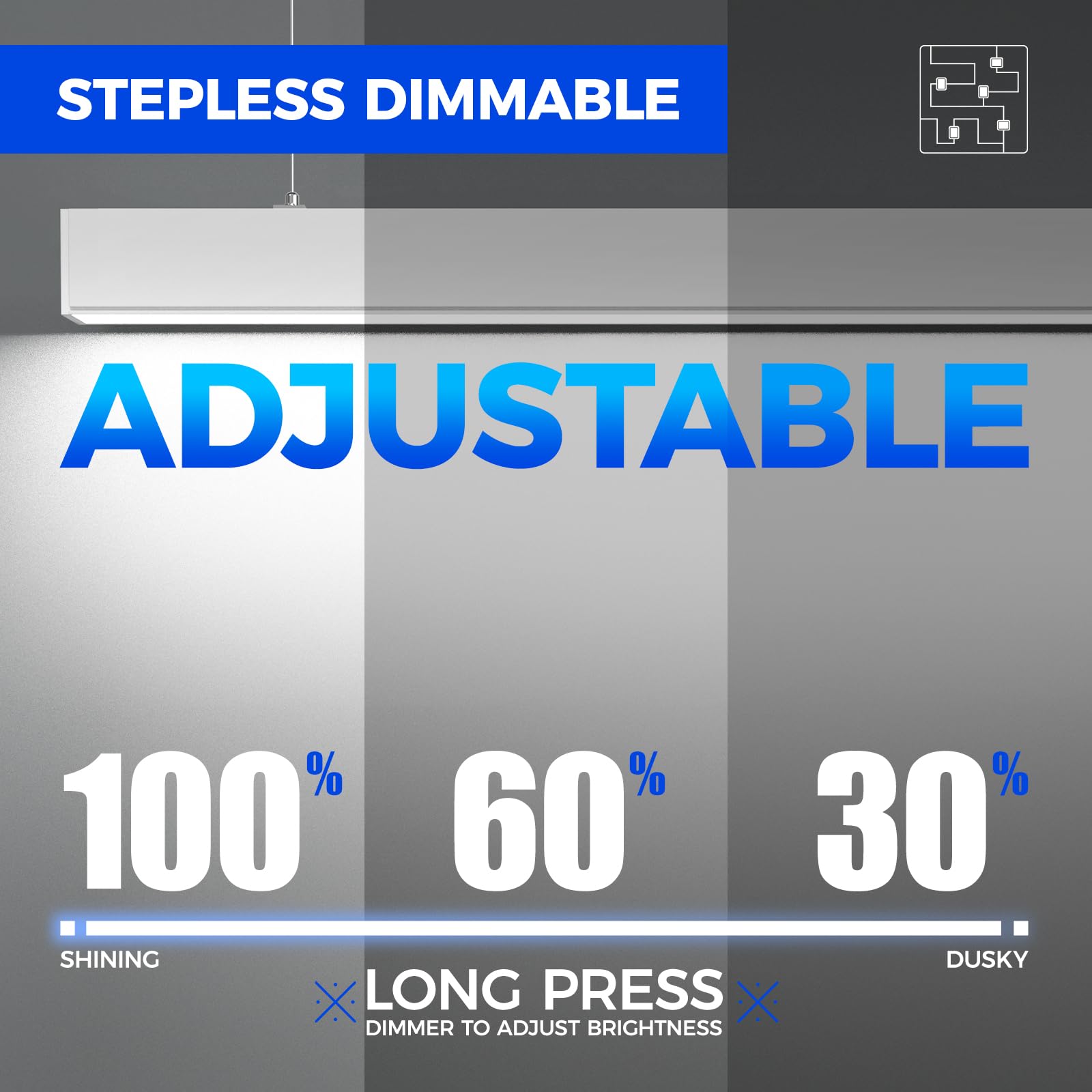 Barrina 4FT LED Linear Light 5568, Dimmable, Color Changing 3000K-6000K, Black, 1 Pack, Aluminum