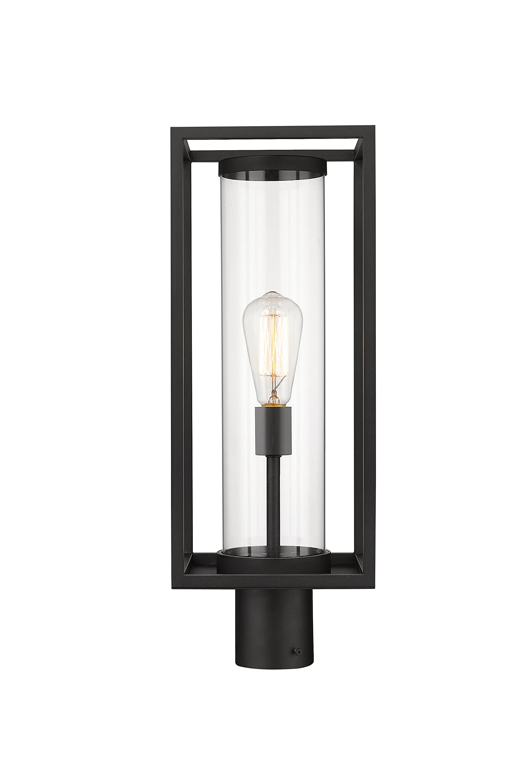 Z-Lite Outdoor Post Mount Fixture, 1 Light, Glass, Black, Model 584PHMR-BK
