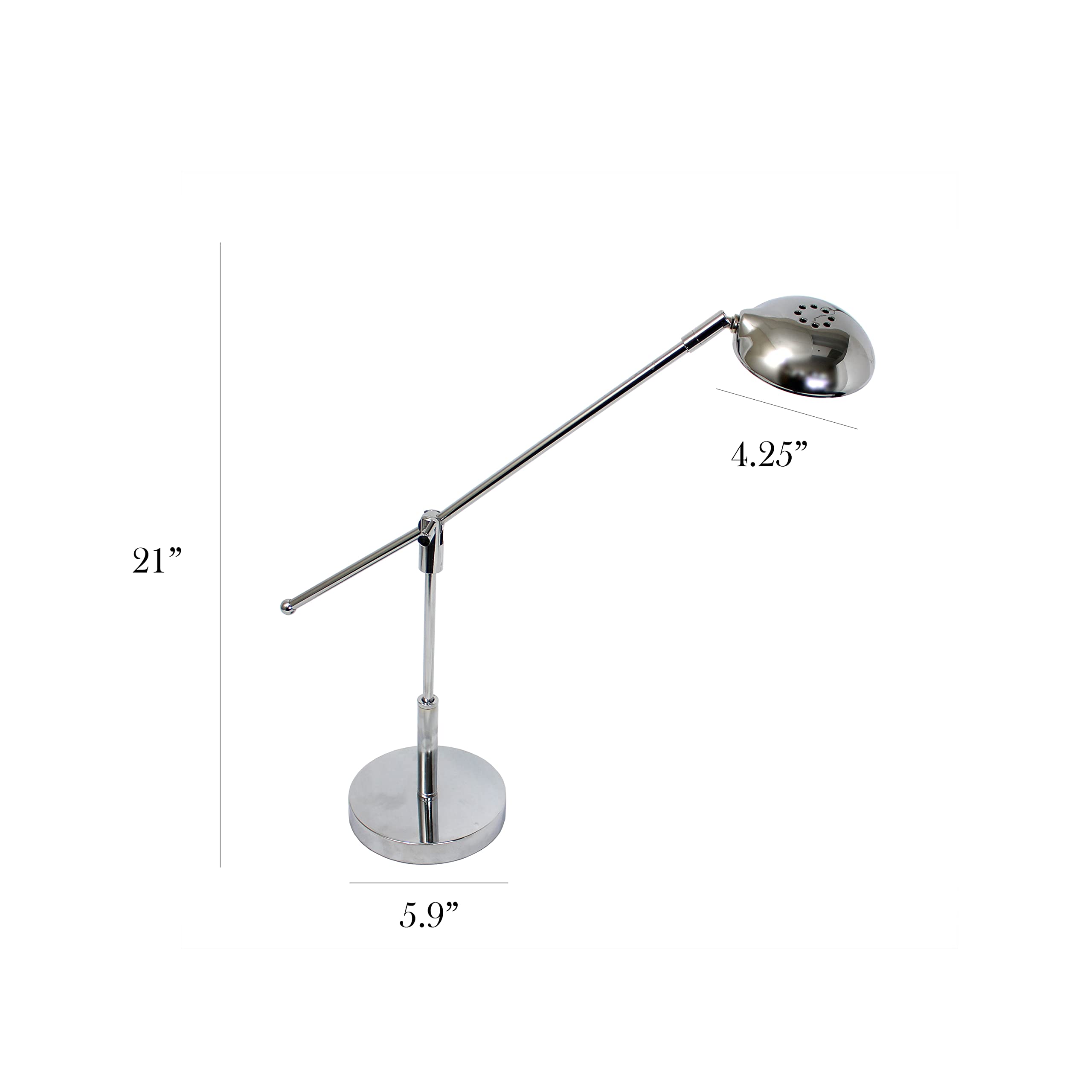 Simple Designs Ld1035-Chr 21&quot; 3W Balance Arm Led Desk Lamp With Swivel Head, Chrome