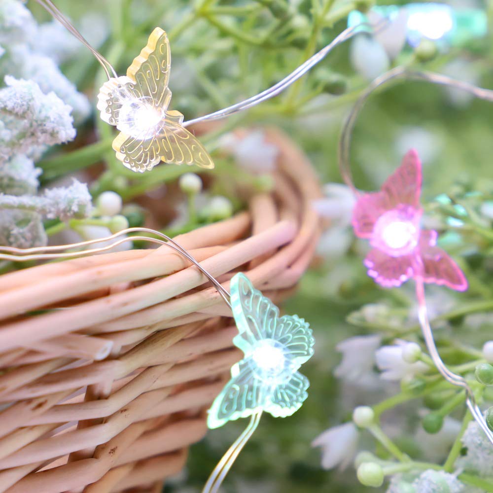 XIWU LIFE Butterfly Lights for Bedroom 10ft 40 LEDs Battery Operated Led Butterfly Fairy Lights with Remote Control & 8 Lighting