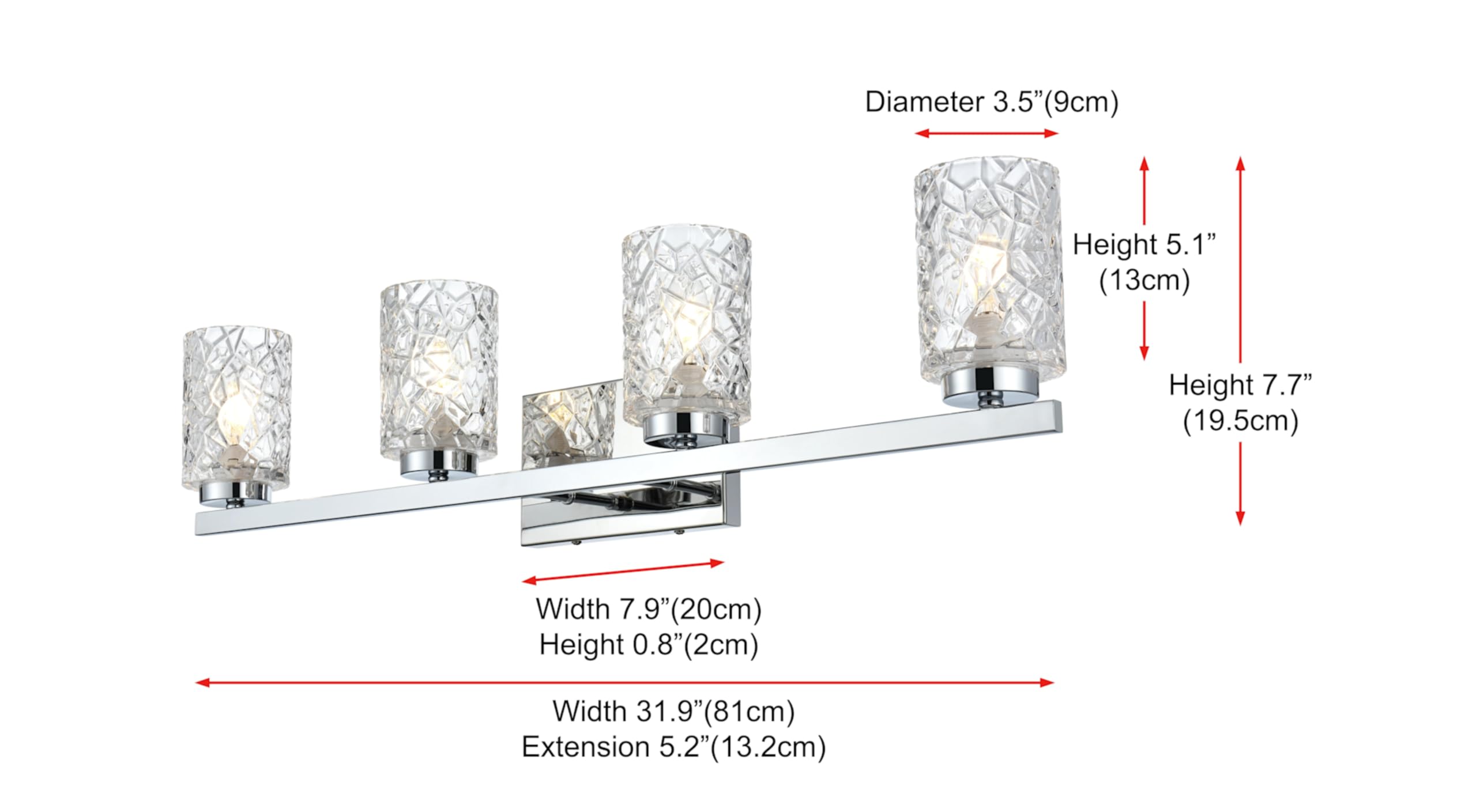 Living District Cassie 4-Light Metal Bath Sconce in Black and Clear