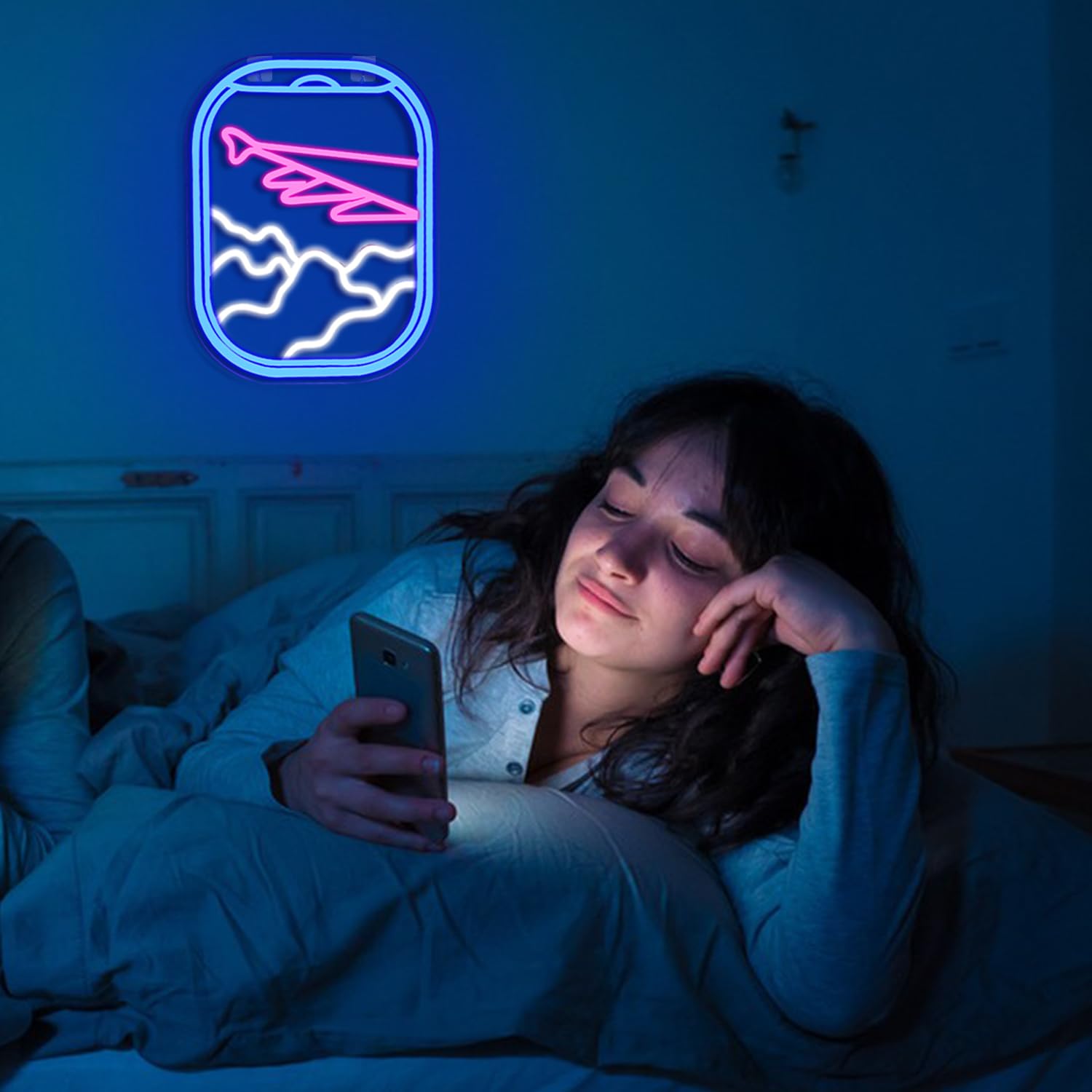 WLHOPE LED Neon Sign - Air  Window View Decor, 12.6x16.5 inches, B-  Window Clouds, Model LL-fly view