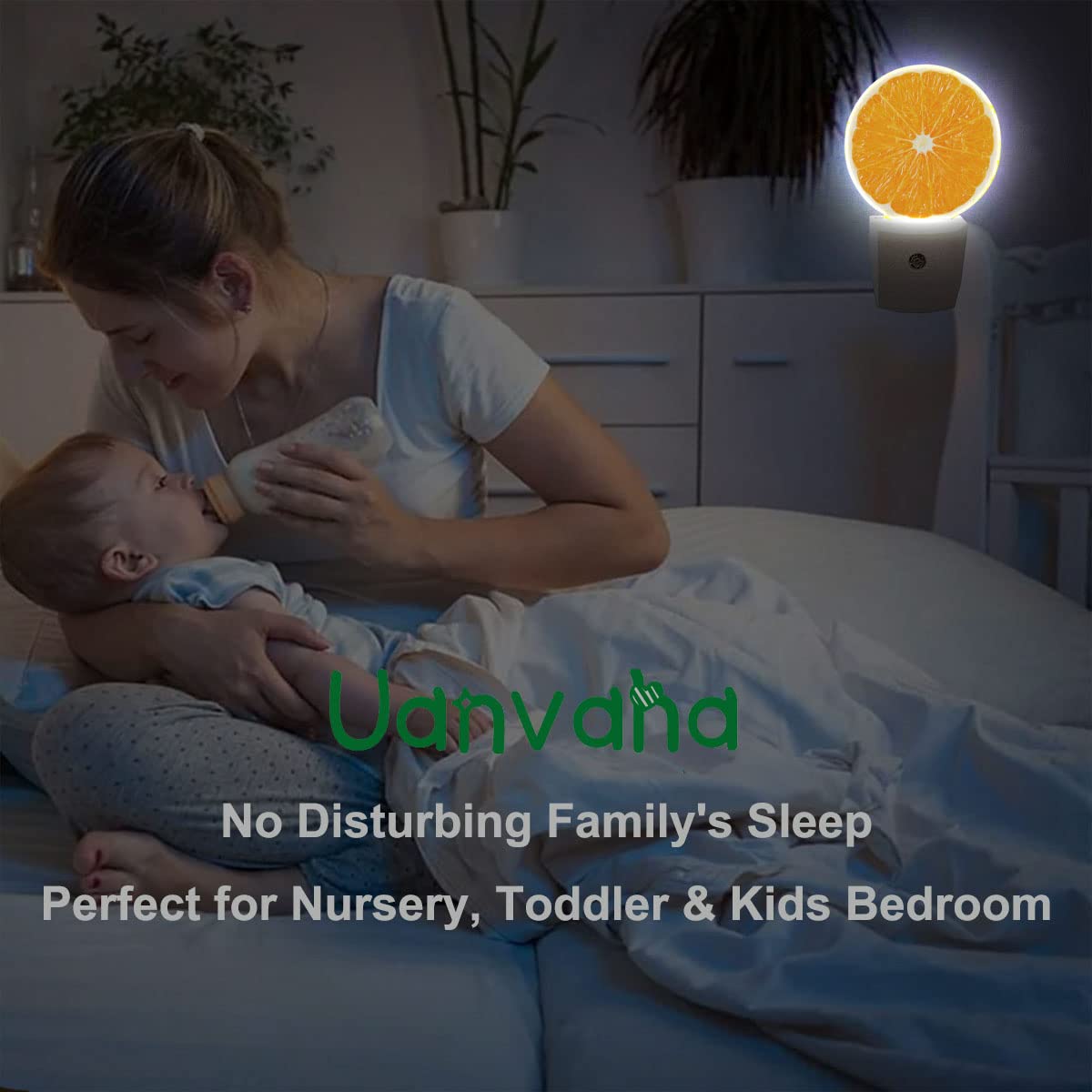 Uanvaha Orange Slice Night Light Sweet Fruits Yellow Night Lights Plug Into Wall 0.5W Led Lights Auto On/Off For Hallway Stairwa