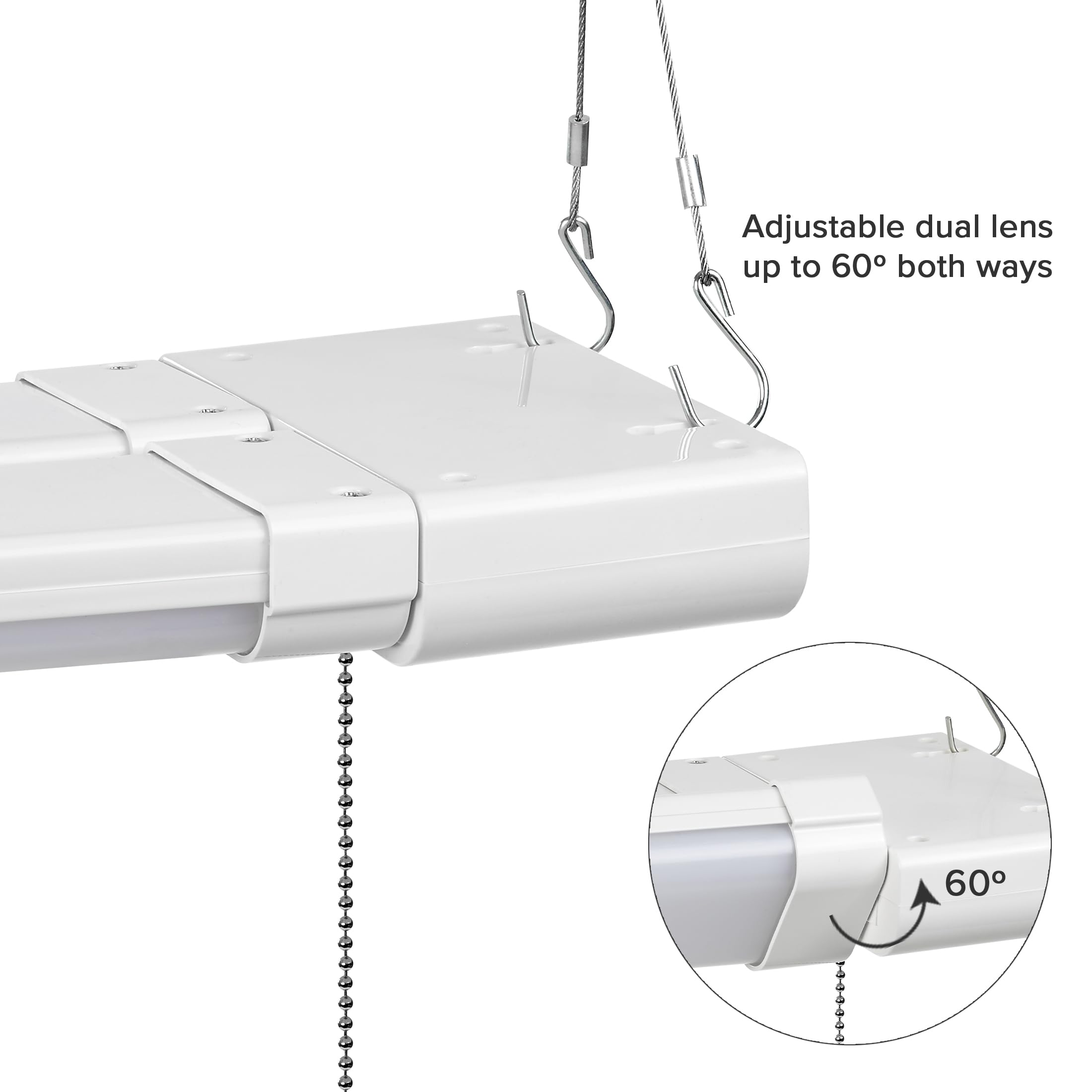 Maxxima 2 ft. LED Shop Light Fixture, 5000 Lumens, 50W, Linkable, Frosted Lens, White, Model MSL-205000F, Ideal for Garage
