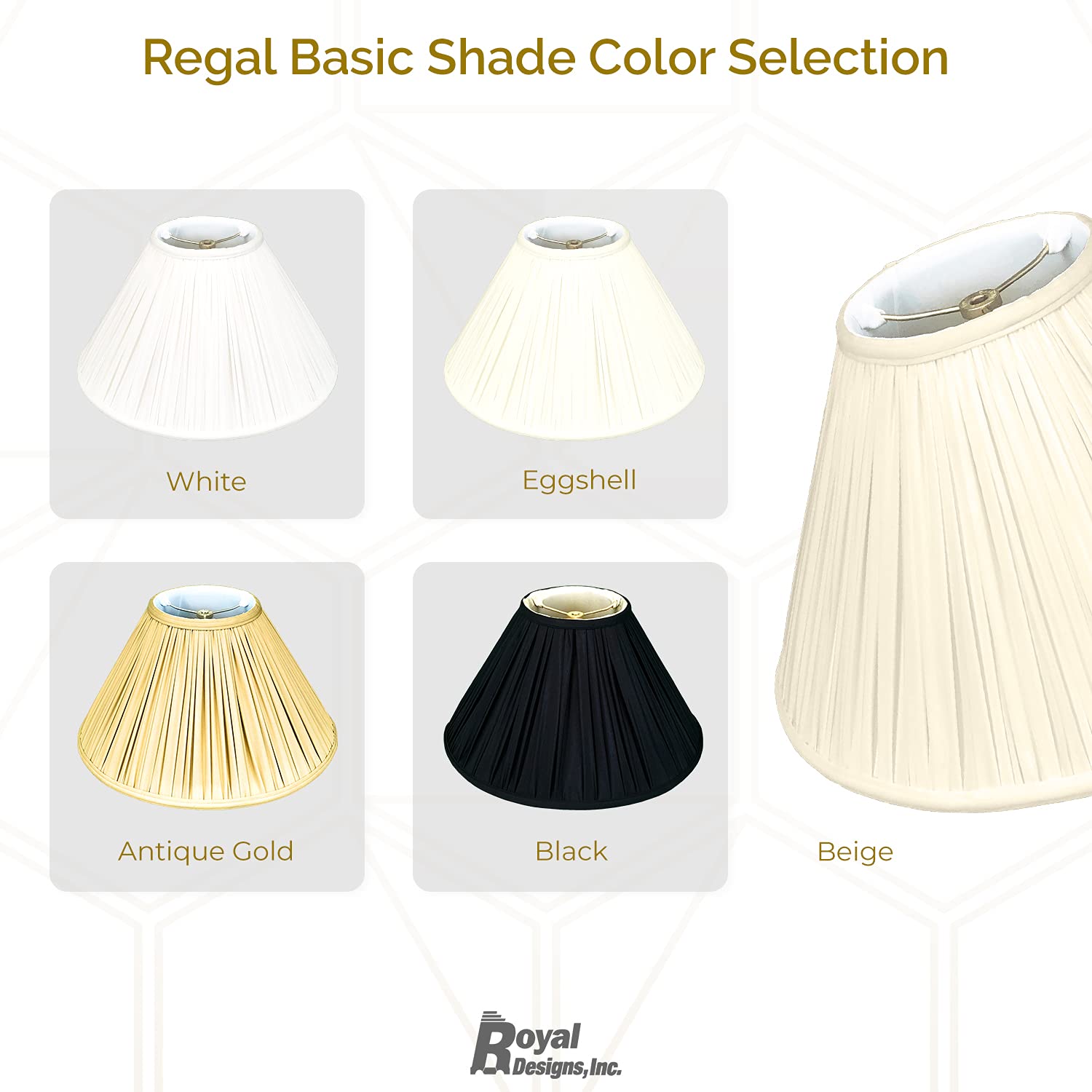 Royal Designs Coolie Empire Gather Pleat Lamp Shade, Beige, 5 X 13 X 8