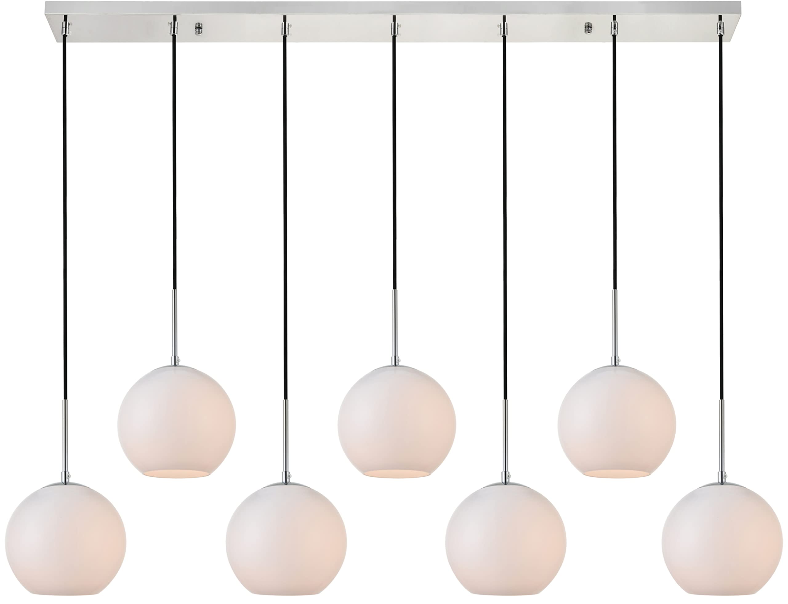 Elegant Lighting Urban Classic Baxter 7 Lights Chrome Pendant with Frosted White Glass