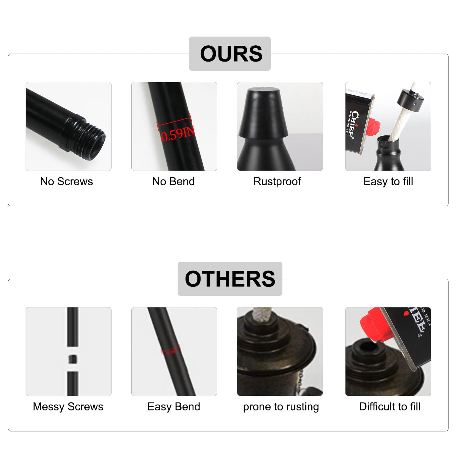 Tewei 4 Pack Black Metal Citronella Torches - 60 Inch Garden Outdoor Patio Lights