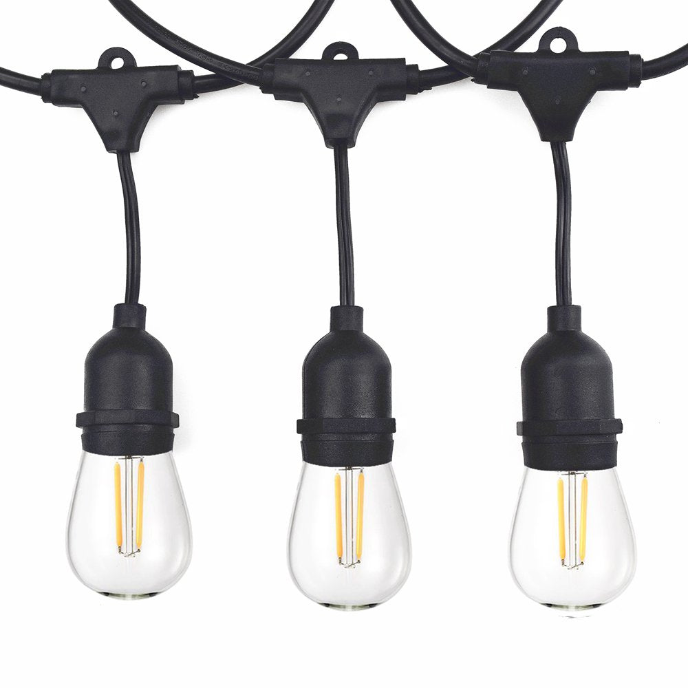 Vintage Outdoor String Lights Kit, 2W S14 LED Filament Bulbs Included, 48Ft Long Garden Patio Edison LED String Lights with 15 H