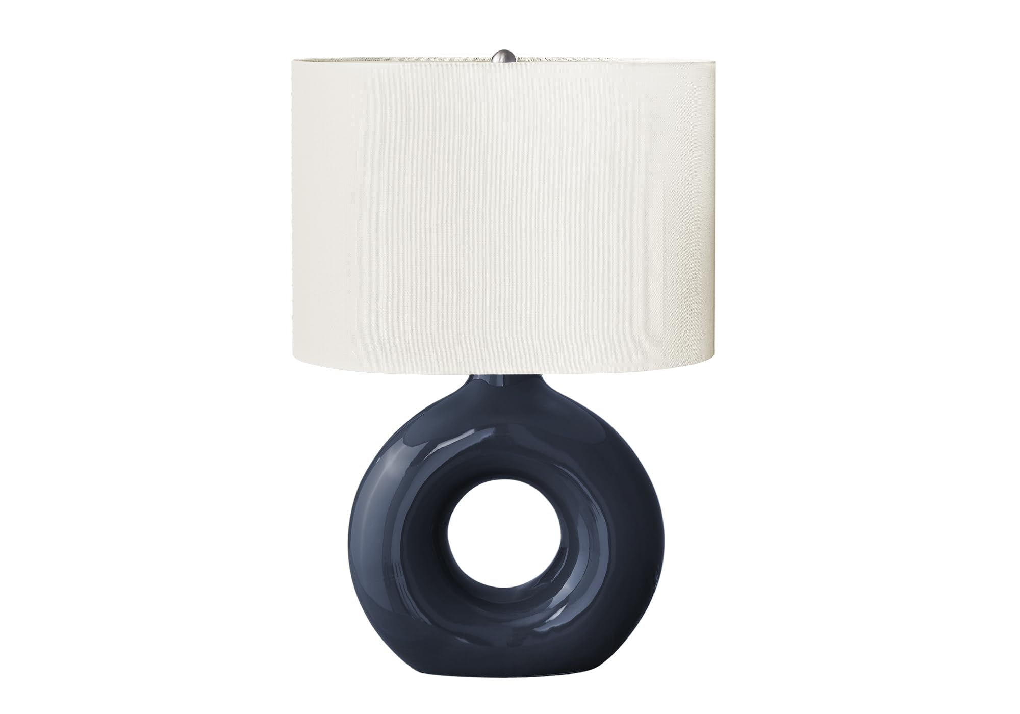 Monarch Specialties Table Lamp, 24inH, Blue Ceramic, Ivory Shade, Model I 9670, Contemporary Design