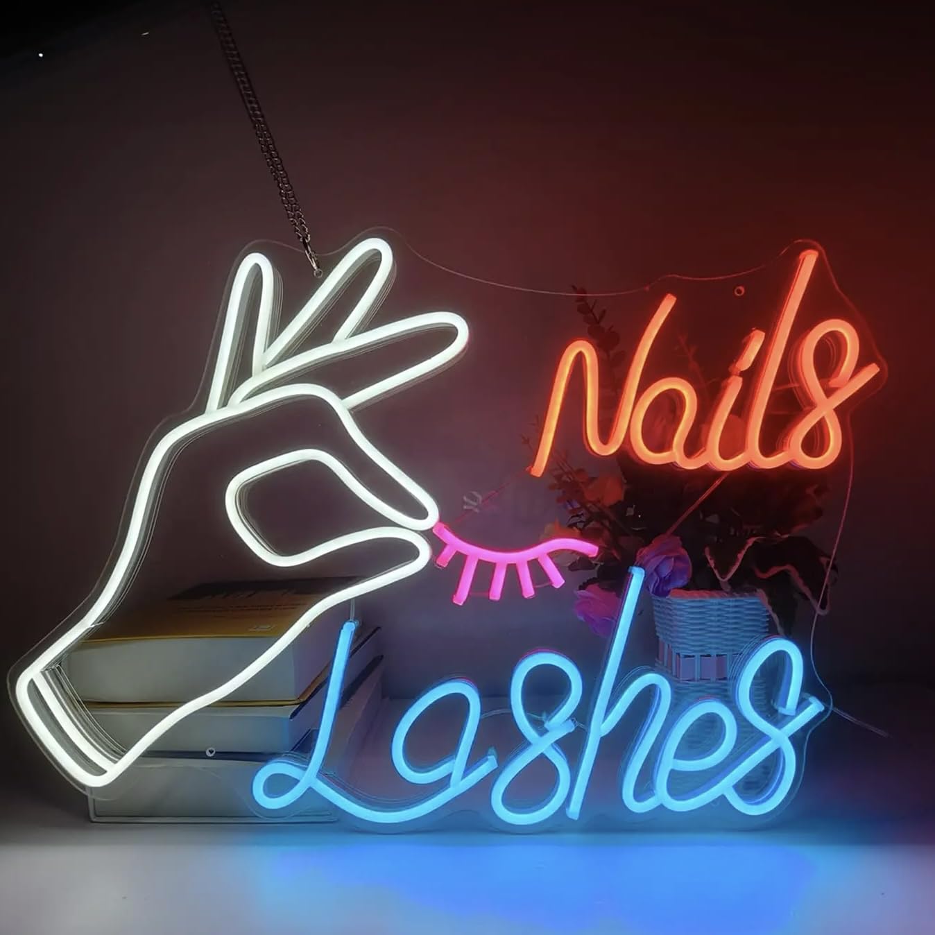 Wakklia Custom Neon Sign - Business Logo LED Light, 15inx80in, Silicone, Personalized Wall Decor for Hair Salon and Beauty Shop