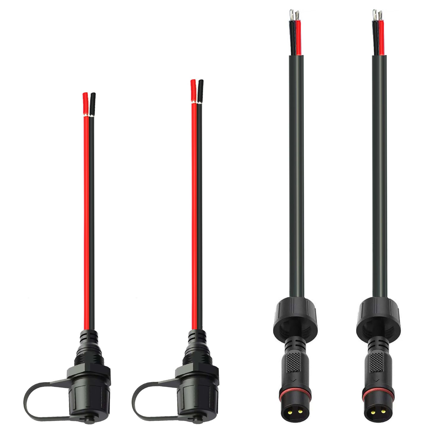 NEWNEWLIU 2Pin Waterproof Connector,2 Wire Male Female Plug LED Connector with 18AWG M16 Waterproof Cover Extension Cable with T