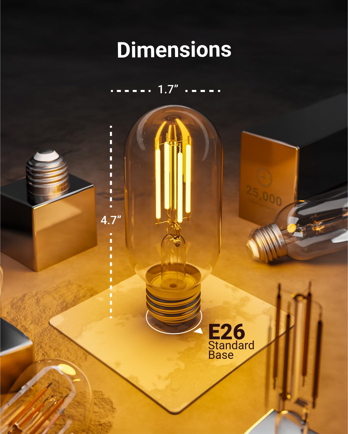 Sunco Lighting T45 Edison Bulbs, 6 Pack, 60W Equivalent, 7W, 2700K Soft White, Dimmable, Clear Glass, Medium Base, Wet Rated