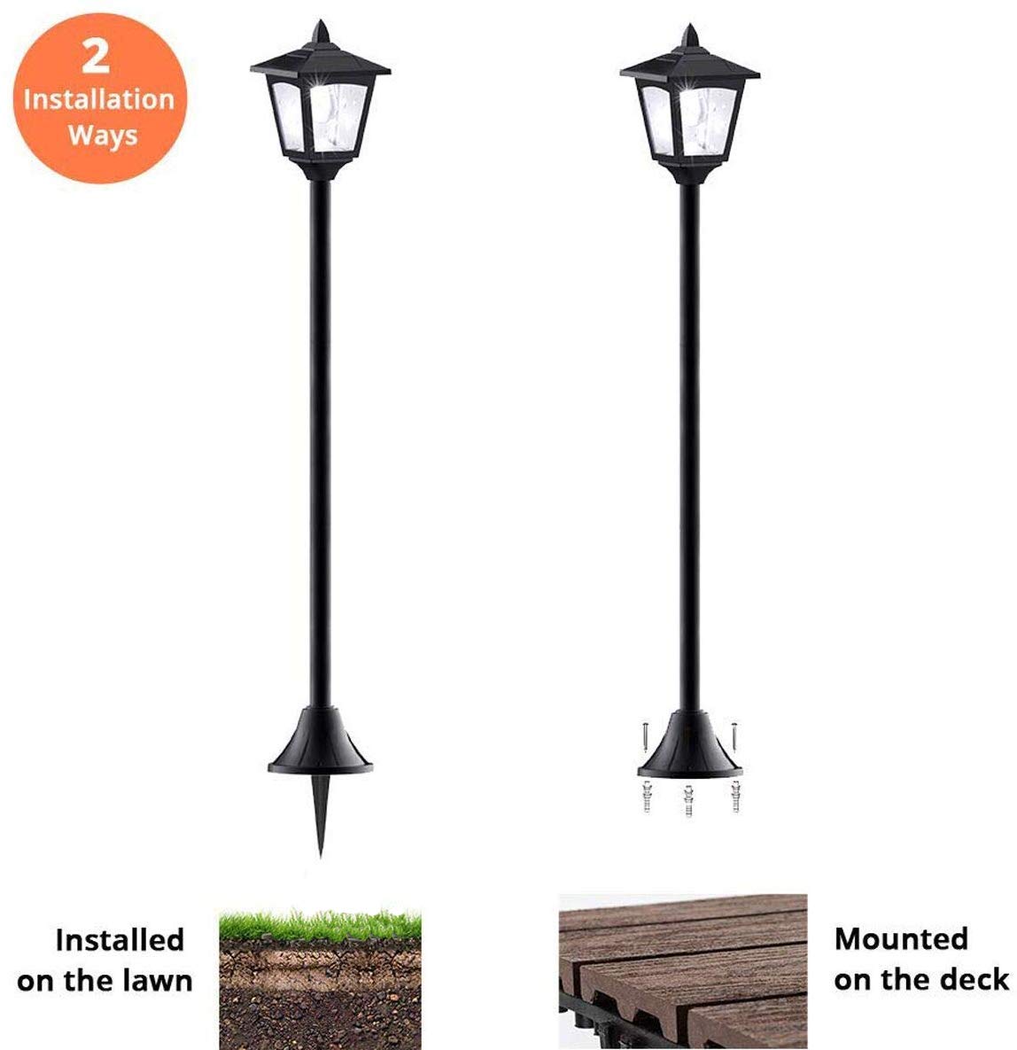 Greluna 40 Inches Mini Solar Lamp Post Lights Outdoor, Solar Powered Vintage Street Lights for Lawn, Pathway, Driveway, Front/Ba