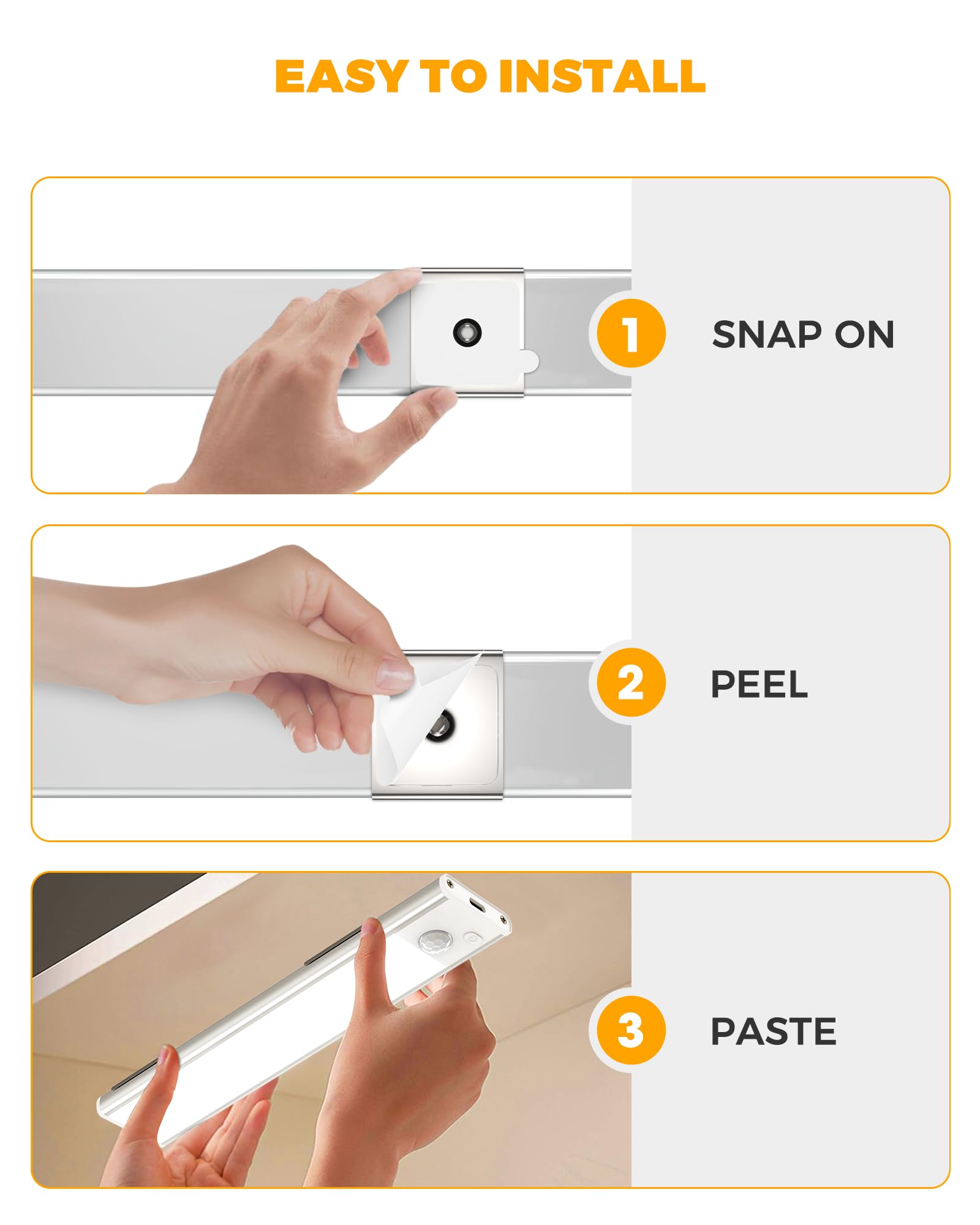 Asoko Under Cabinet Lights Motion Sensor Light Indoor Usb-C Rechargeable Led Closet Lights Battery Operated Under Cabinet Lighti