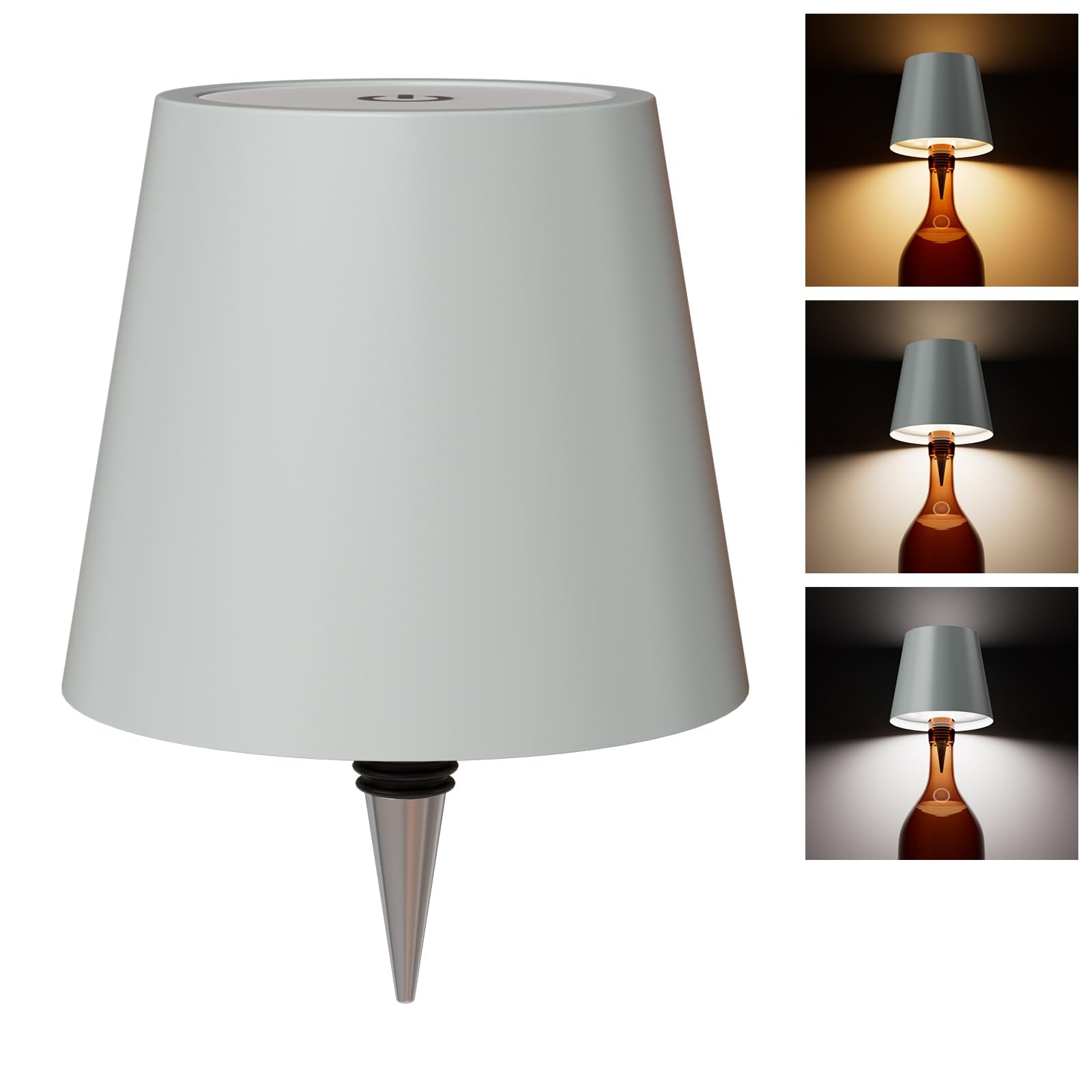 WOKWOYIO Wireless Bottle Lamp, Rechargeable LED with 3 Color Temperatures, Apricot Model