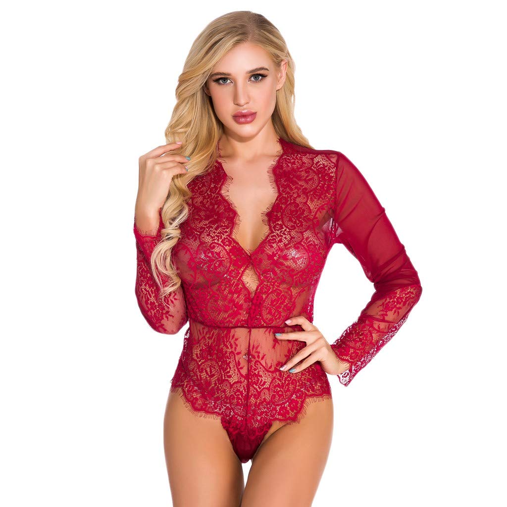 Sunday88 intimate apparel Teddy Bodysuit, Lace, Wine Color