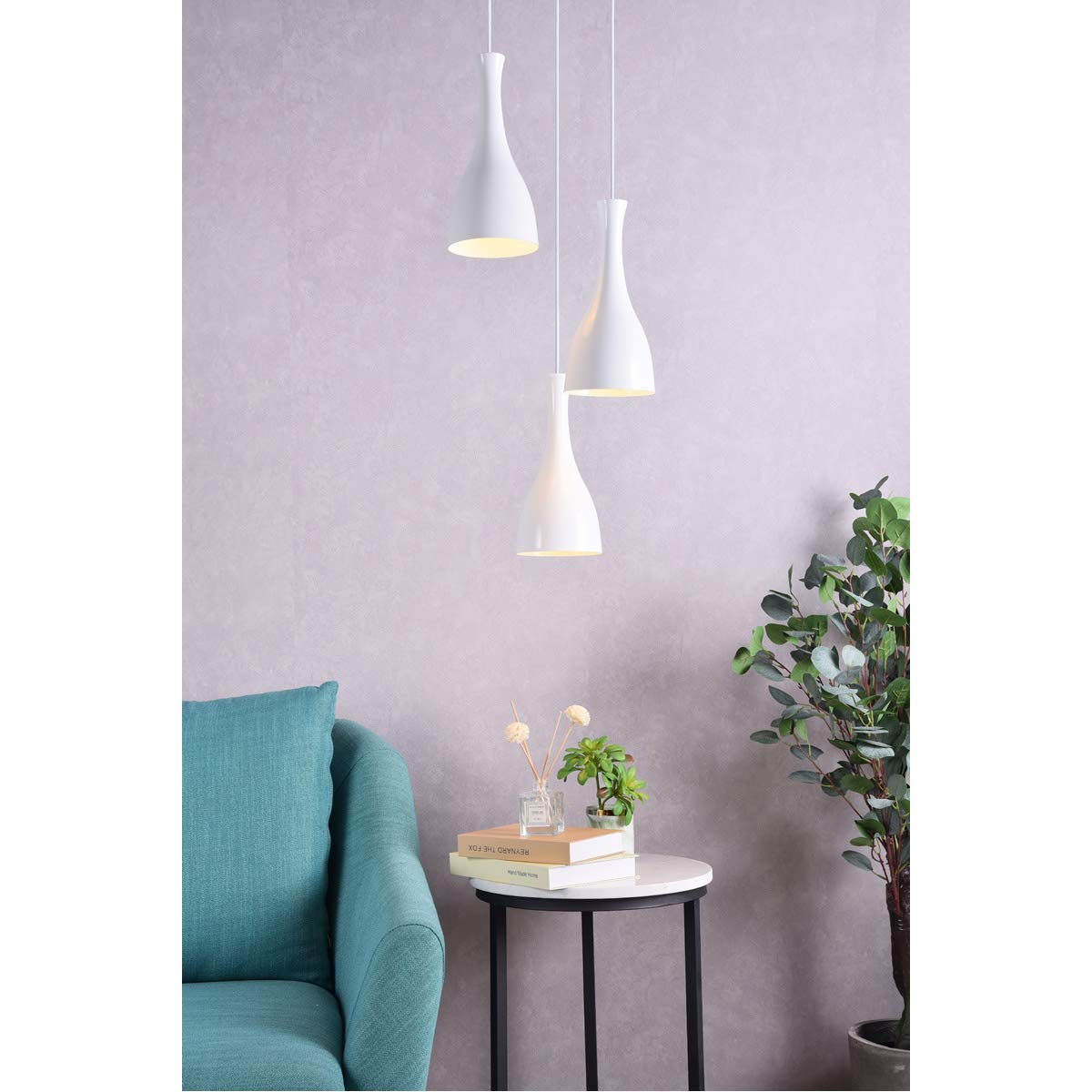 Living District Aiken 3 Light White Pendant