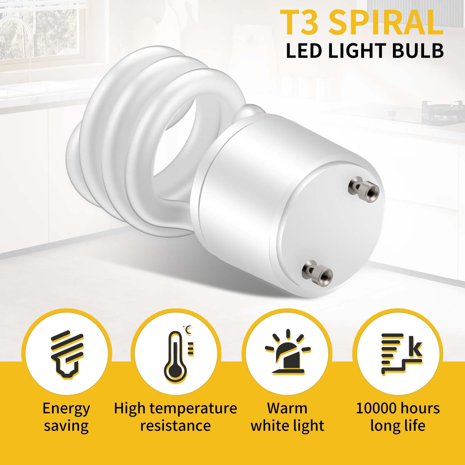 Kittmip 2 Pcs 13W T3 Gu24 Cfl Led Light Bulbs 2 Prong Base 3500K 900Lm 120V 60Hz Warm White Fluorescent Light Spiral Compact Flu
