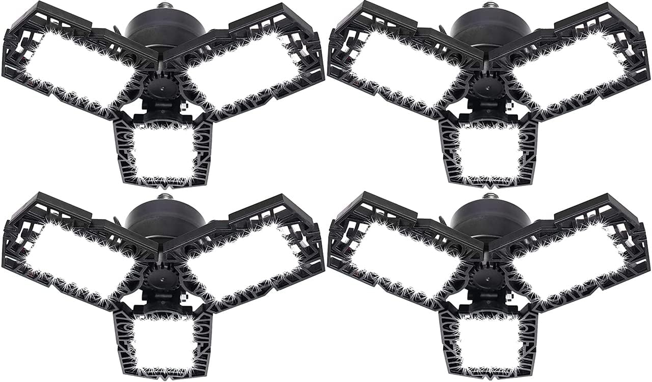 ANYPOWK LED Garage Lights 50W - 5000 Lumen 6500K Daylight, Three Leaf Led Garage Ceiling Lighting -4 Pack