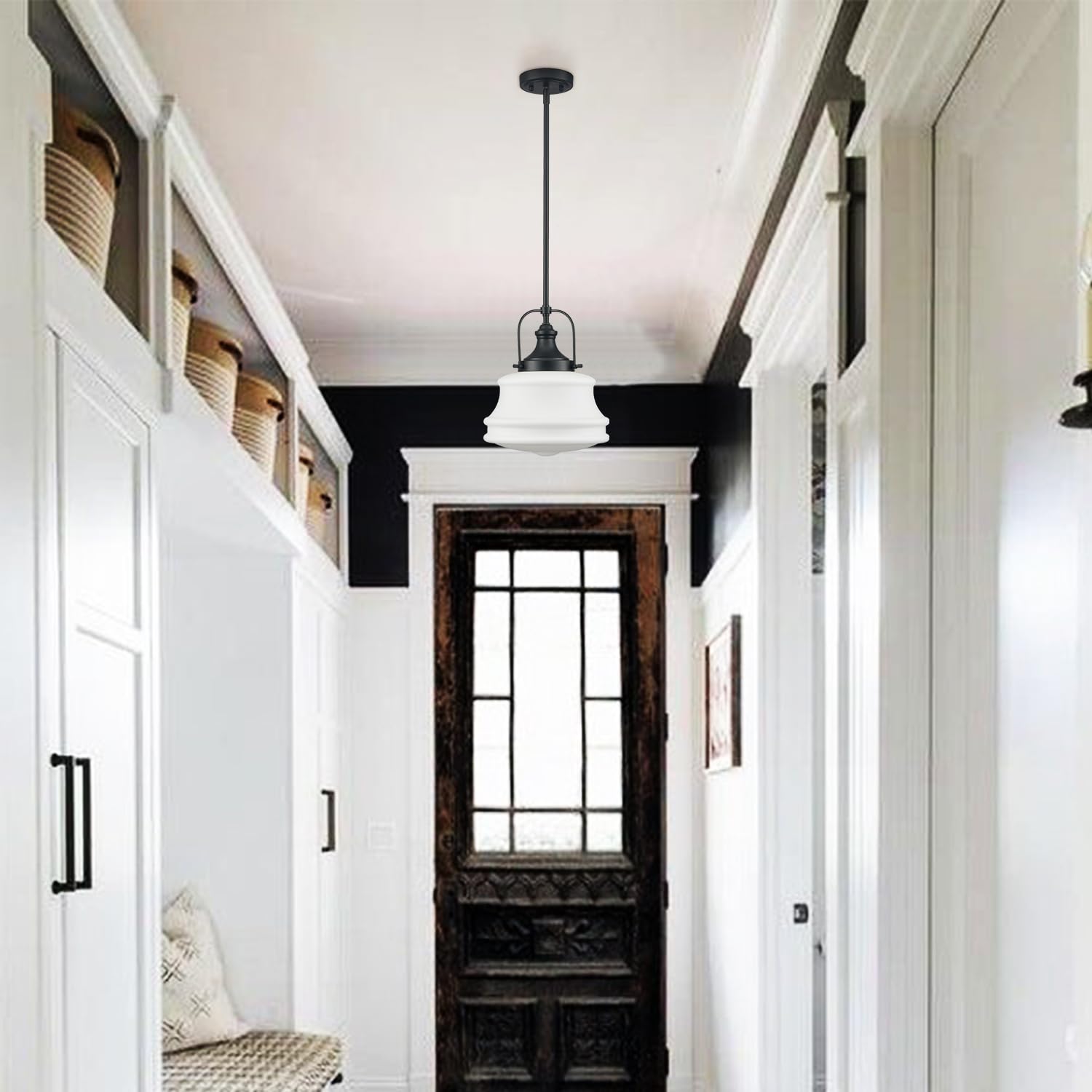 Deynite Industrial Pendant Light Fixtures Black Schoolhouse Hanging Adjustable Light For Kitchen Island