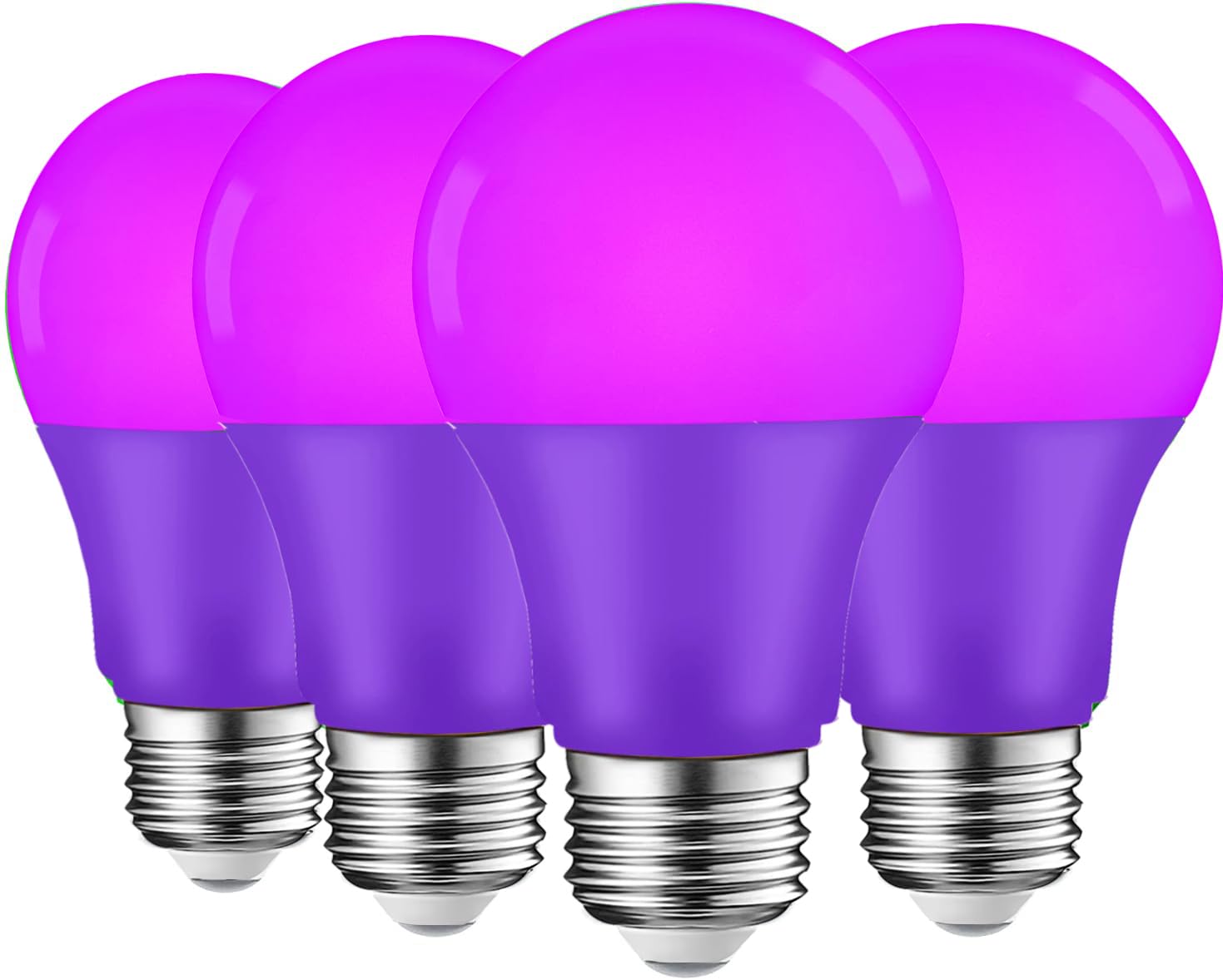 U4Glory 4 Pack Led Purple Light Bulbs - A19 9W(60W Equivalent) E26 Base Led Purple Light Bulb For Party Decoration, Porch, Hallo