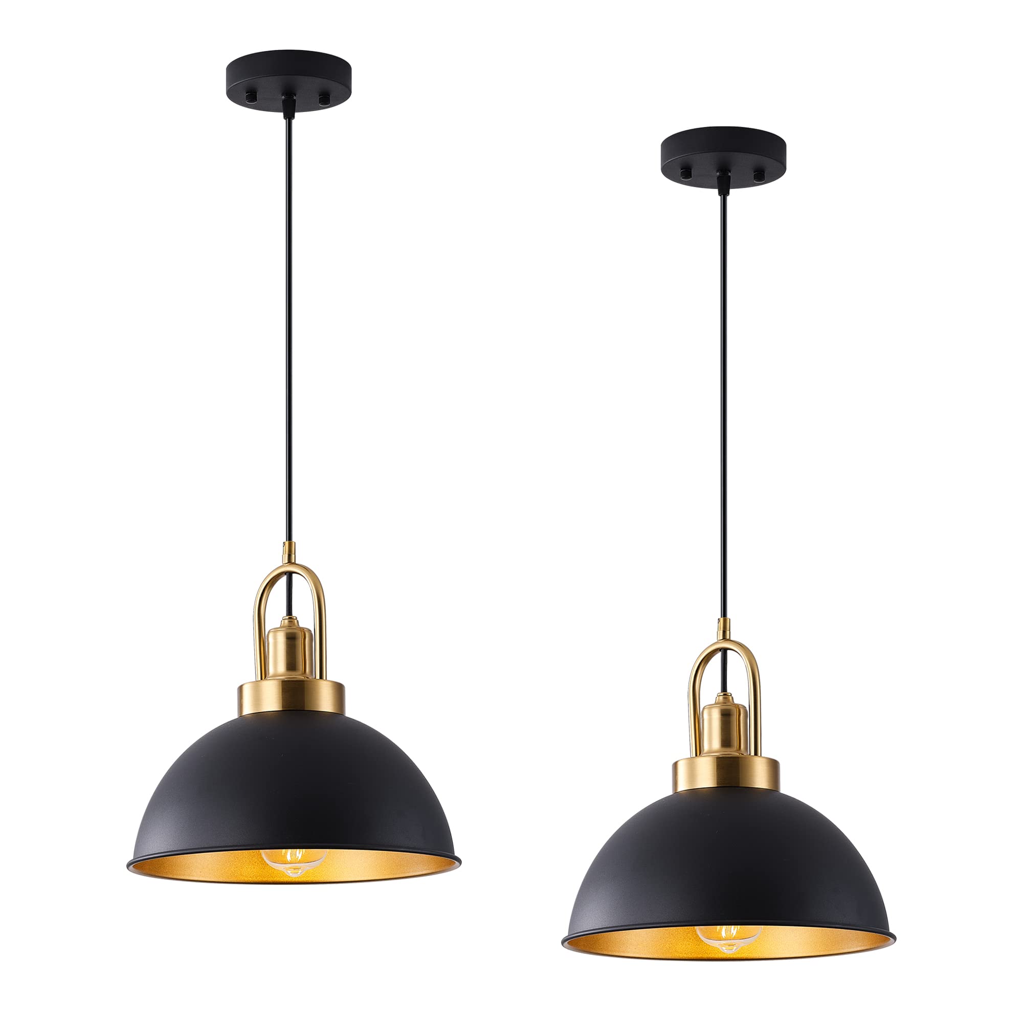 Febeleven Matte Black Farmhouse Pendant Light, Adjustable Height, Vintage Hanging Industrial Ceiling Lights Fixture for Kitchen 