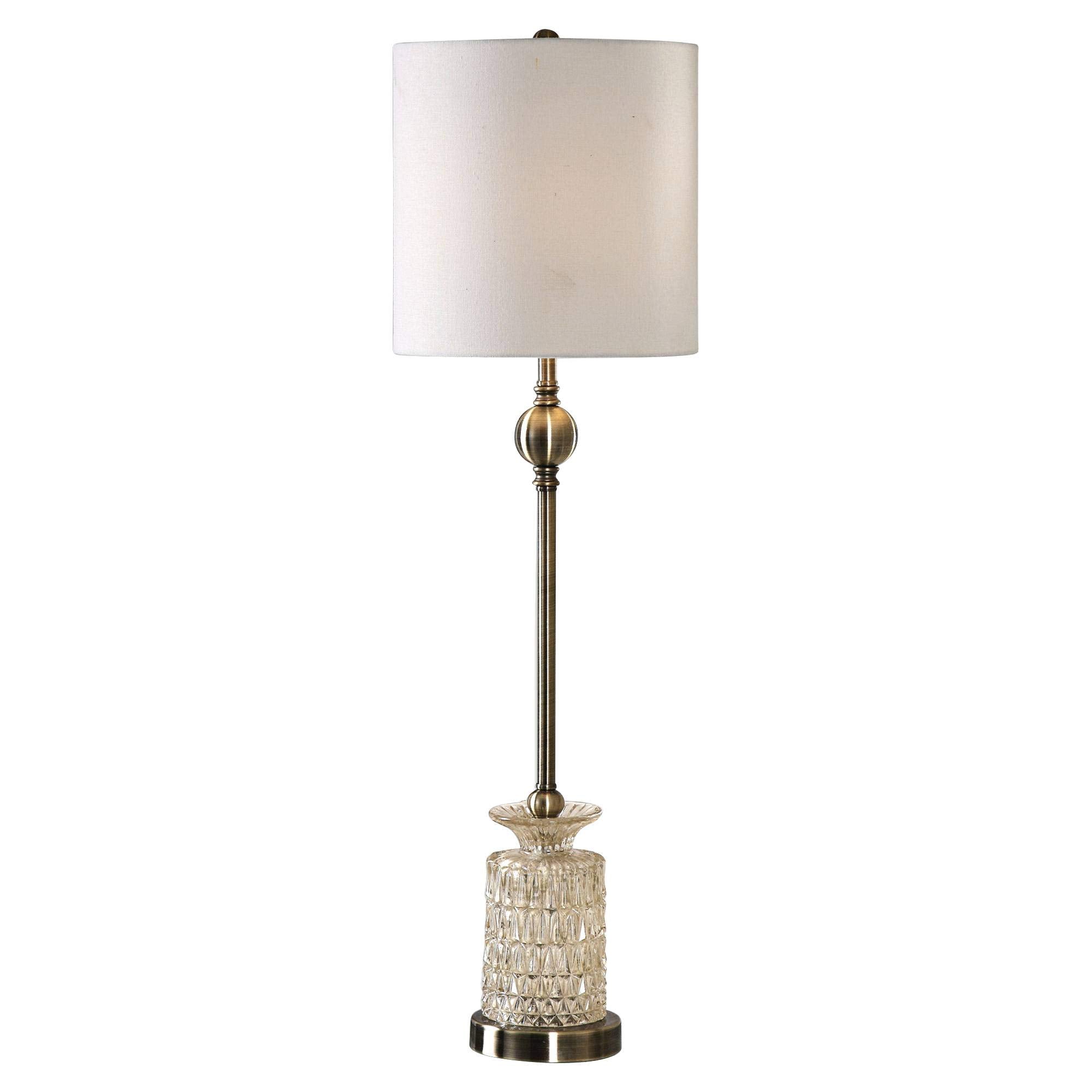212 Main 29367-1 Flaviana Antique Brass Buffet Lamp - glass  Steel & Fabric