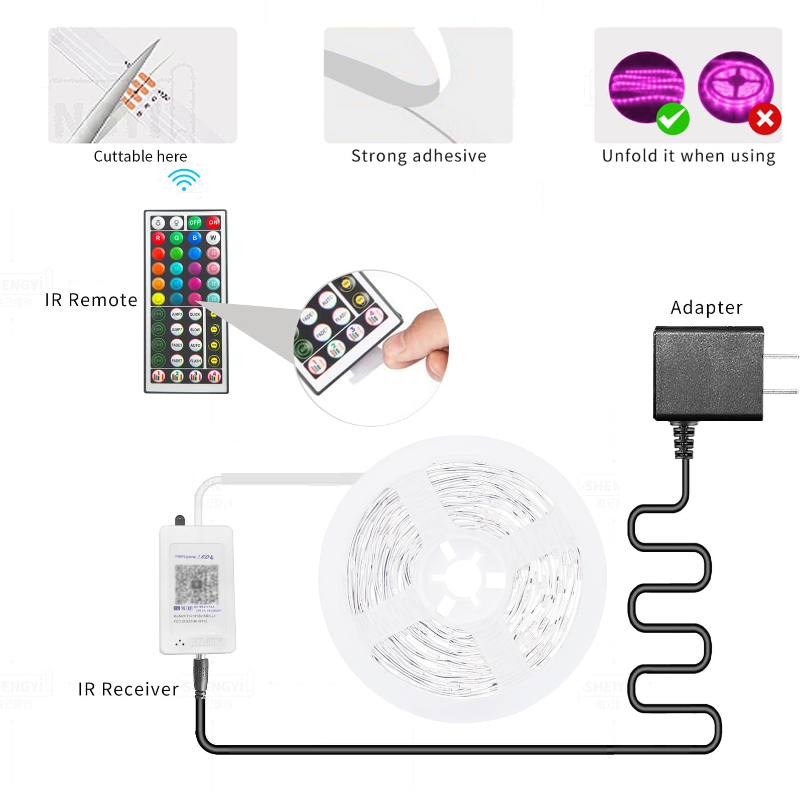 KSIPZE LED Strip Lights 50ft RGB Color Changing Music Sync Smart App Control Vinyl Model ST51_K2430