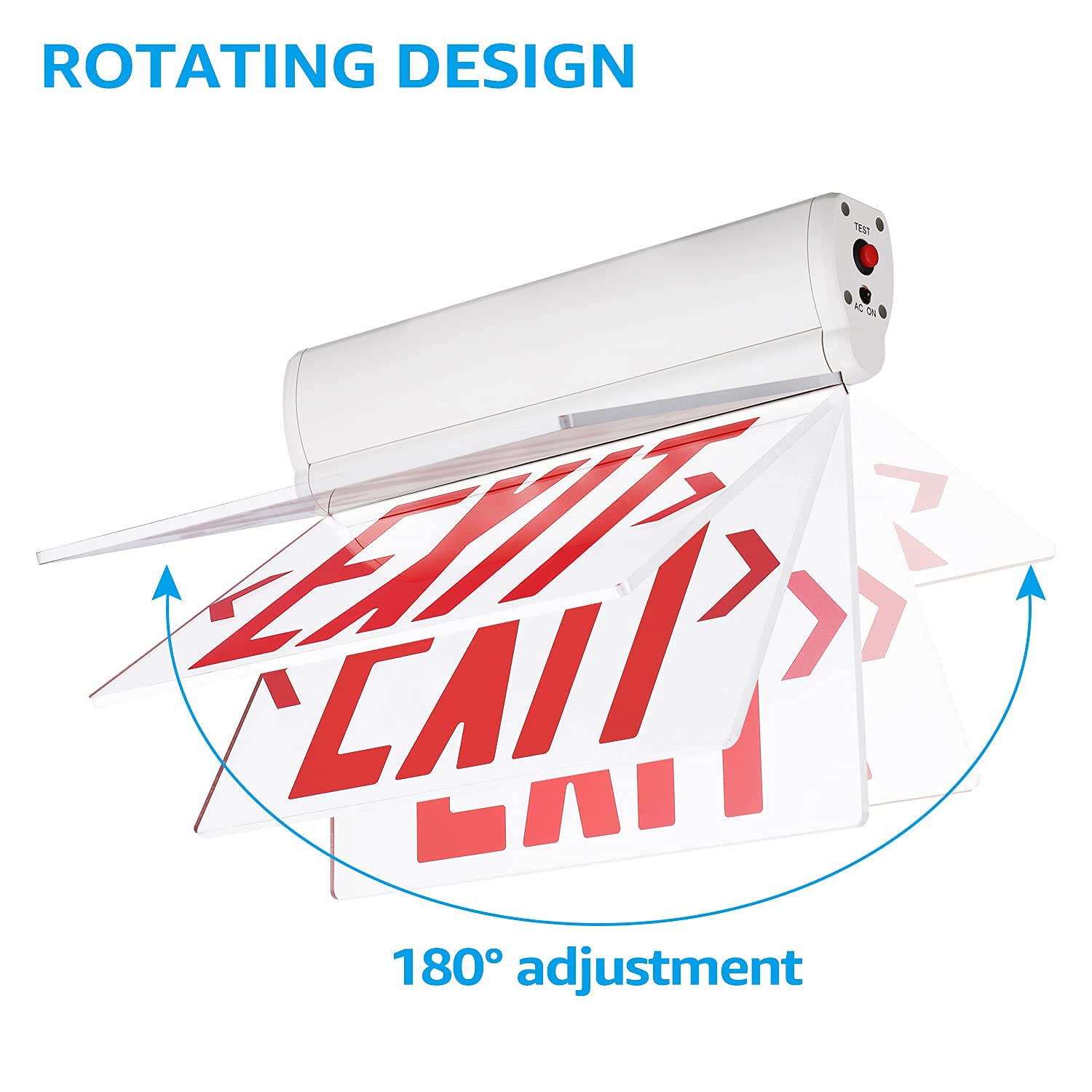 Leonlite Red Emergency Exit Sign, Ul 924, Led Edge Lit Exit Sign, Hardwired Exit Lights With Battery Backup, Double Sided, Rotat