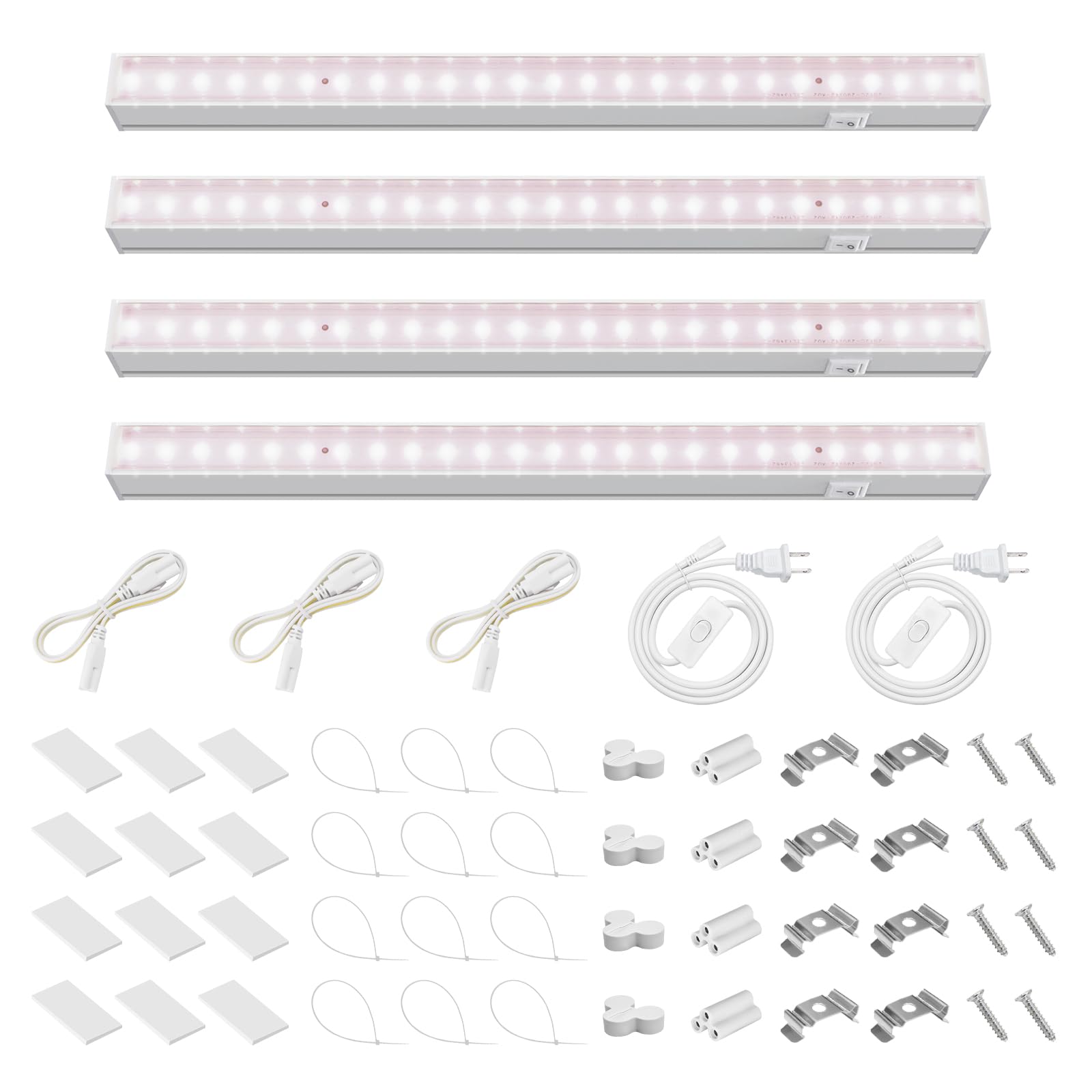 Barrina Grow Light for Indoor Plants, Full Spectrum, 1ft T5 LED Light Strip, Pinkish White, 4-Pack, Model INWT504009650Ec