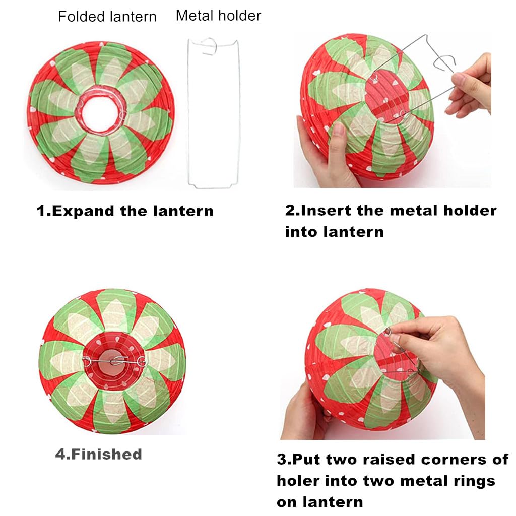 Kinteshun Folding Strawberry Paper Lantern Reusable Hanging Ornament Lamp Cover For Fruit Theme Birthday Party Decoration Suppli