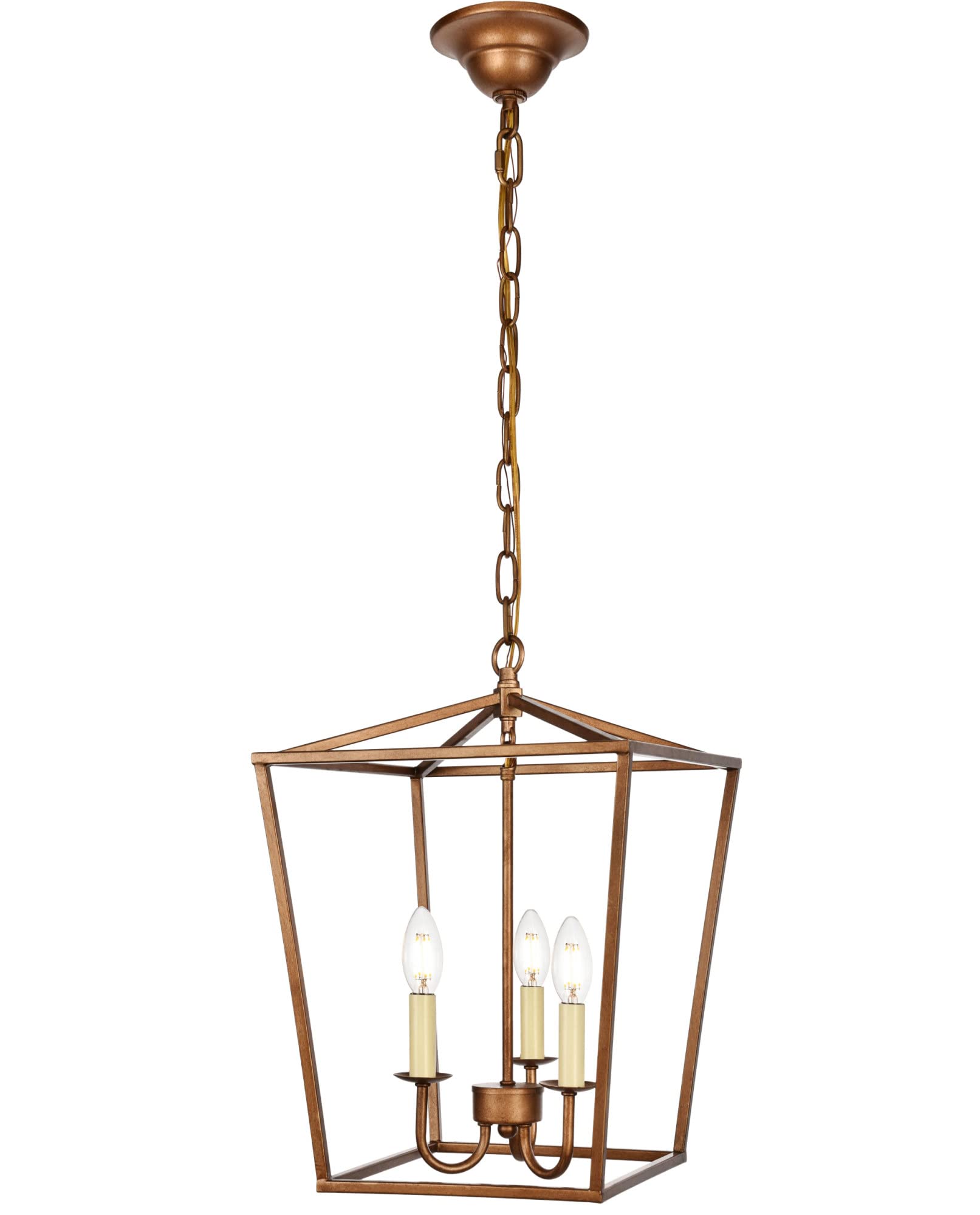 Elegant Lighting Maddox Collection 3 Light Pendant Lamp with Metal Frame and Hanging Chain  Black - 12.5''D x 18.25''H