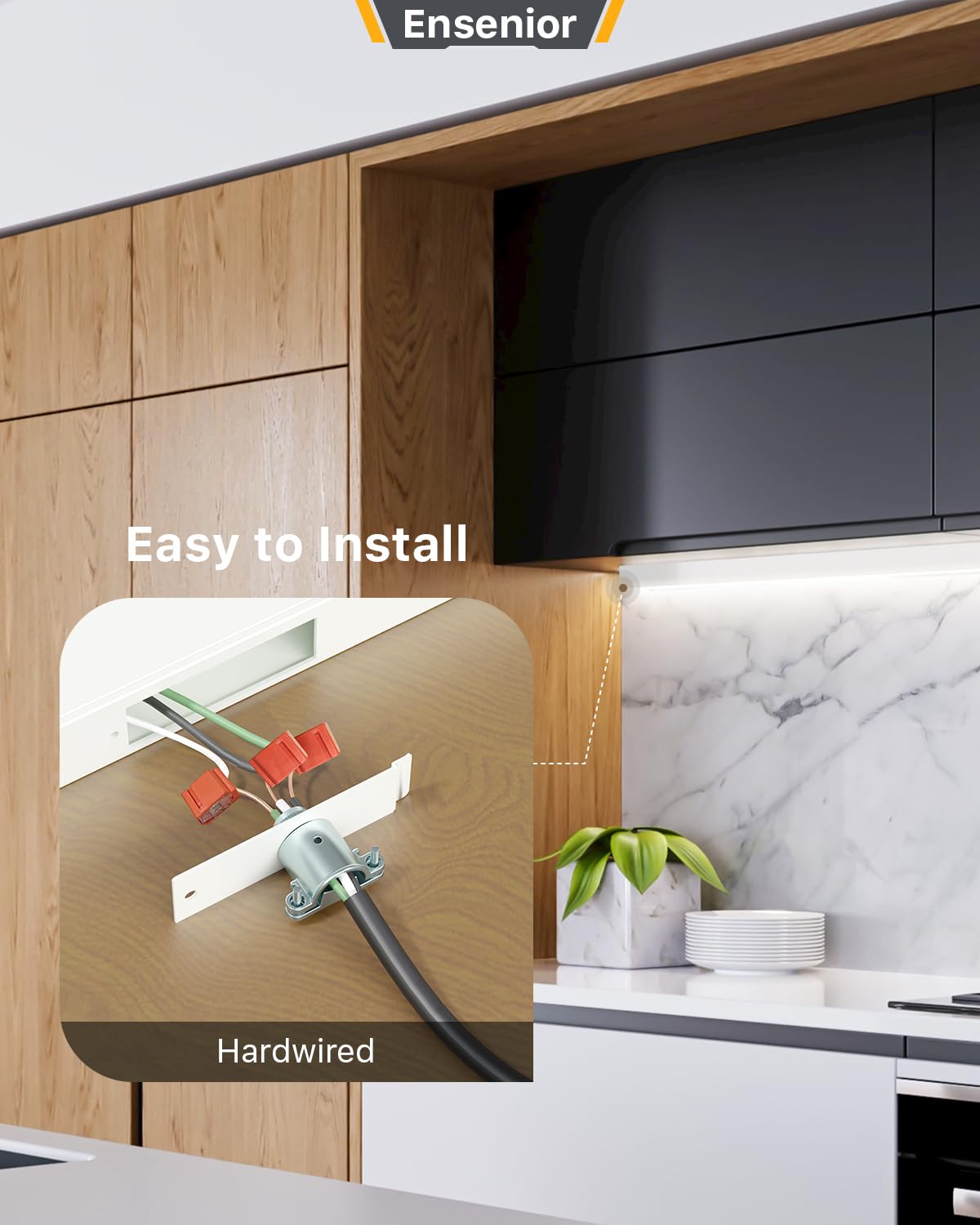 Ensenior 12 Inch Led Under Cabinet Lighting Hardwired, 5Cct, 8W 500Lm, 2700K/3000K/3500K/4000K/5000K, Wired Under Cabinet Lights