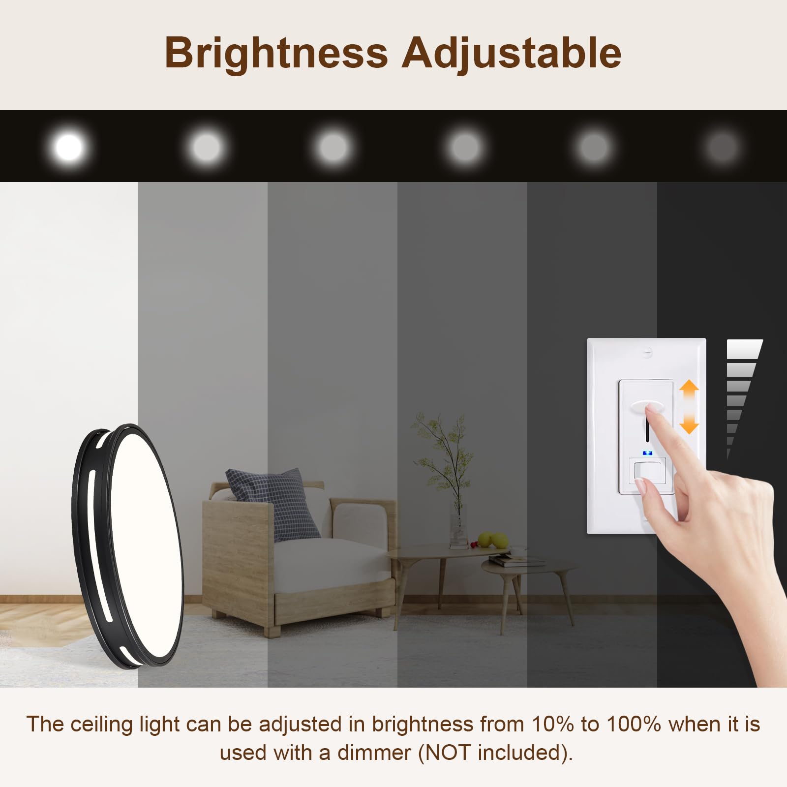 Peblto Dimmable Black Flush Mount Ceiling Lights, Modern 5Cct 2700K~6000K Led Hallway Light Fixtures, Low Profile Round Minimali