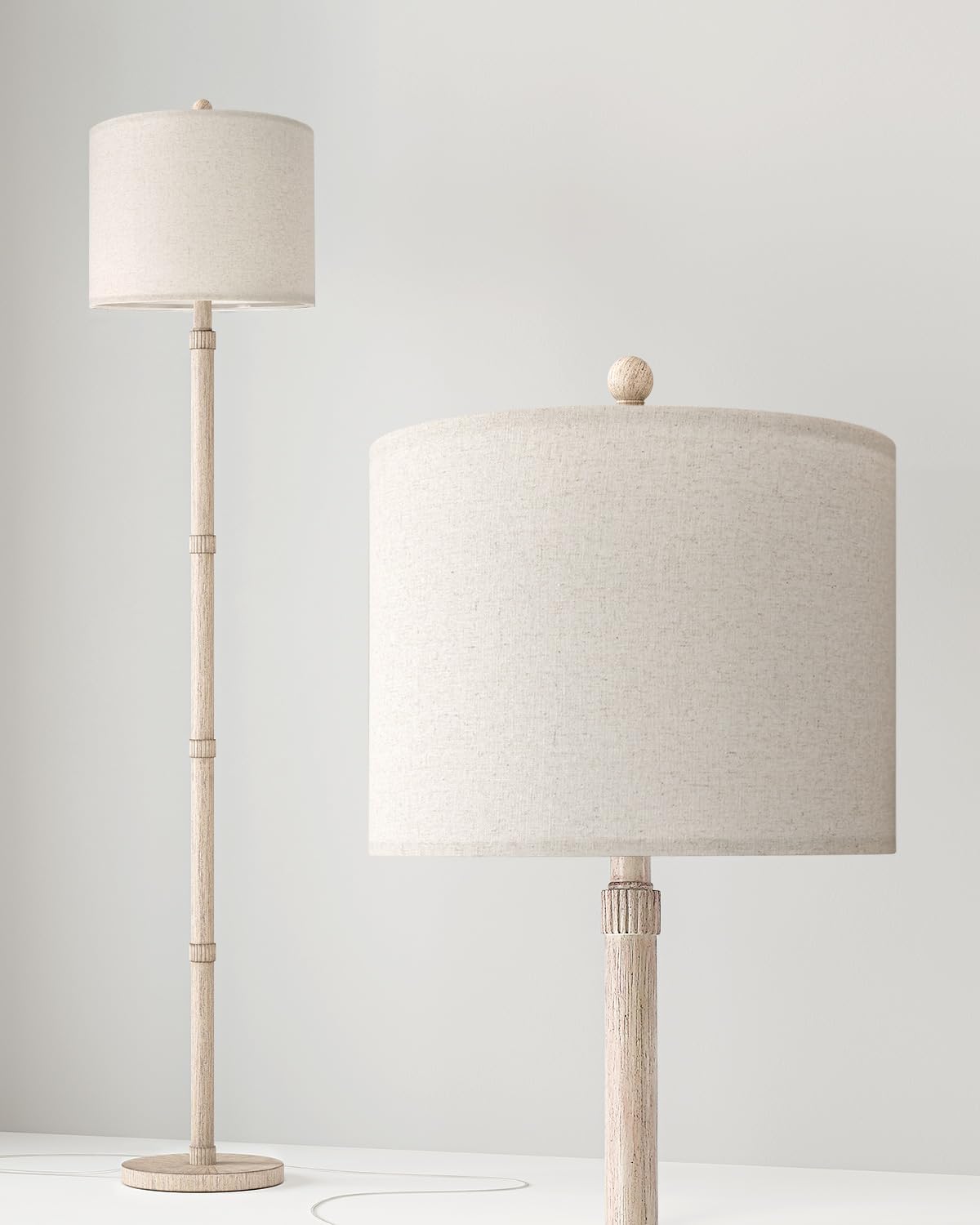 Bobomomo Retro Farmhouse Floor Lamp Rotary Switch, 62'' Resin Vintage Floor Lamp, Rustic Tall Floor Lamp For Living Room, Corner
