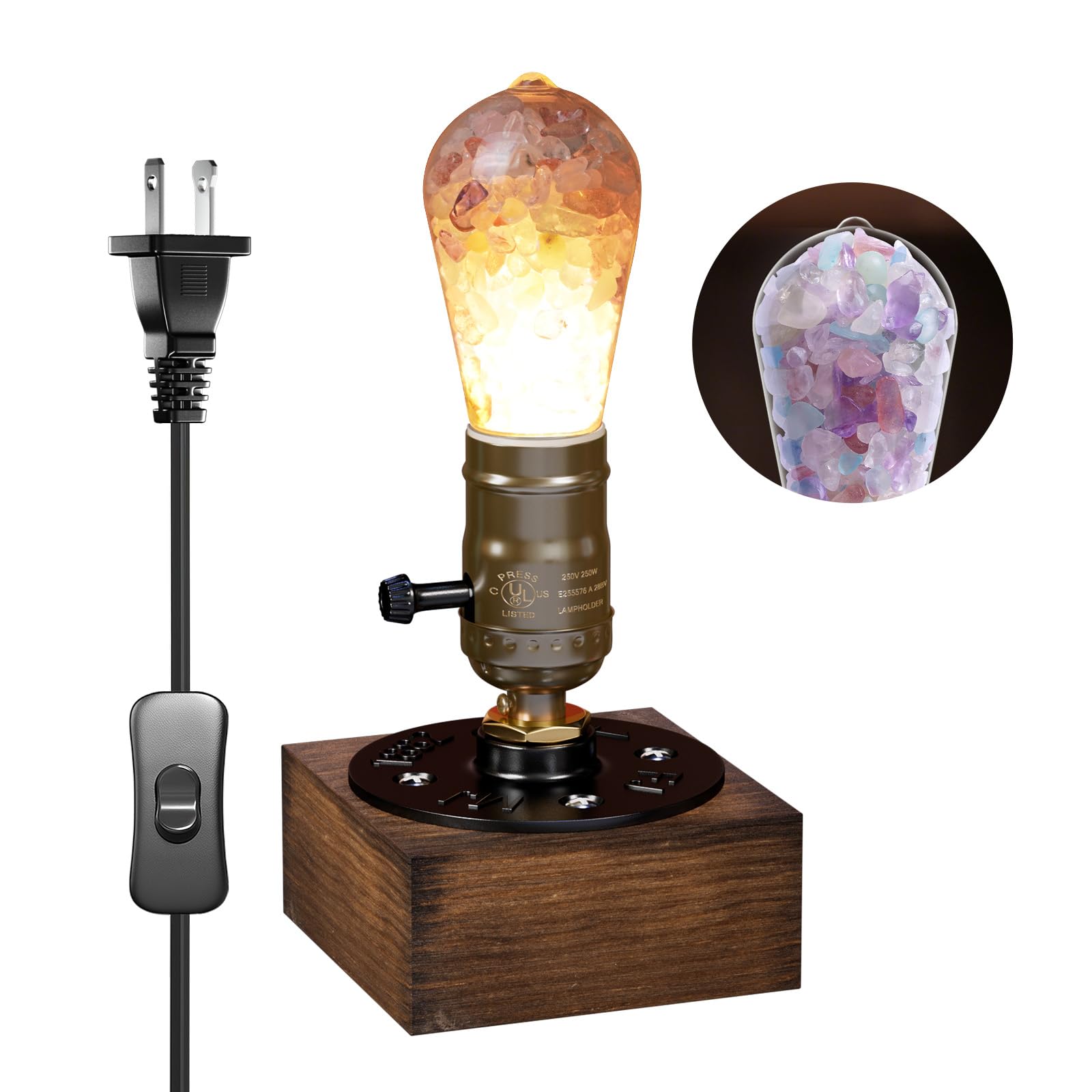 Lustaled Vintage Table Lamp, E26 Retro Lamp with 5W E26 LED Bulb, 3000K Warm White Industrial Style Nightlight Antique Lamps for
