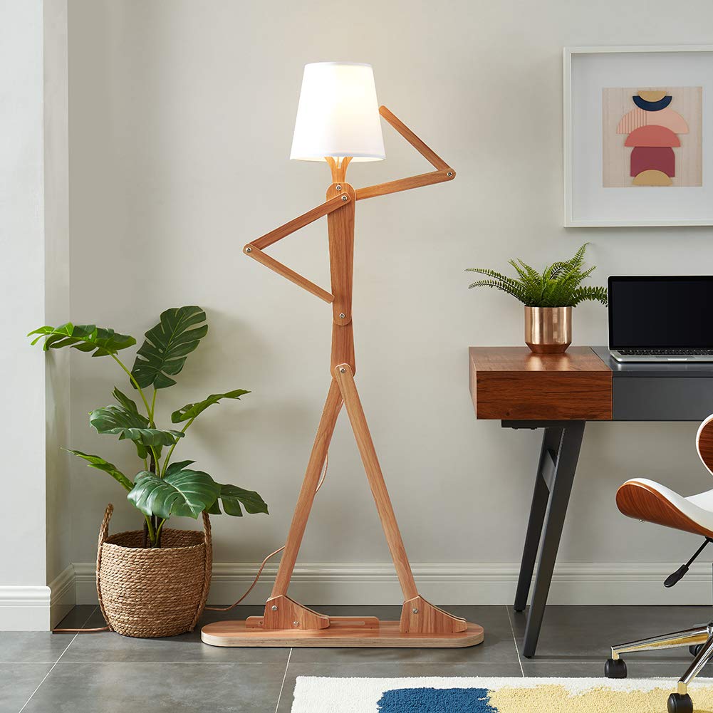 HROOME Tall Floor Lamp - Ash Wood Arc Design, LED Bulb Included, Model ATFLP003B - Ideal for Living Room & Bedroom Decor