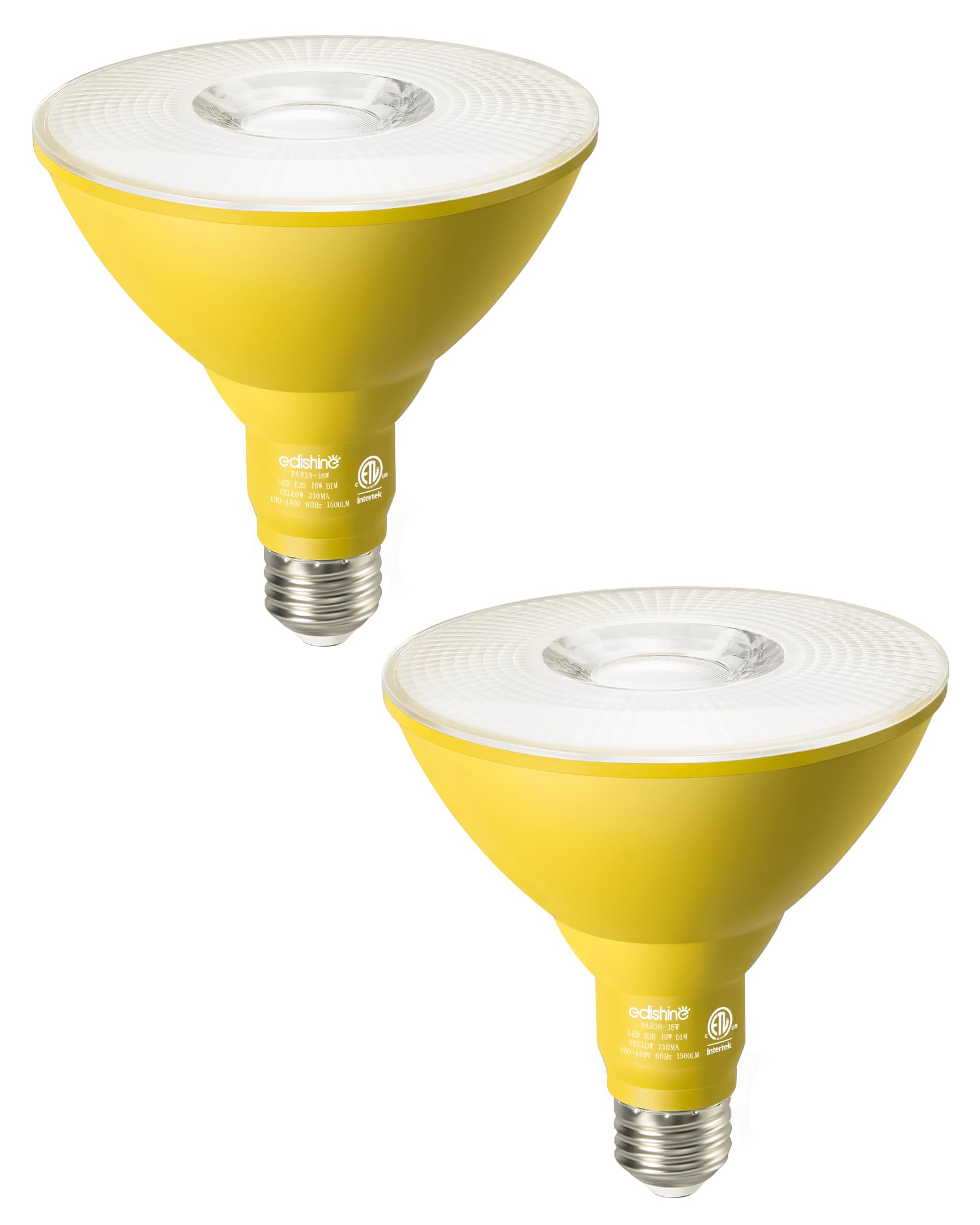 Edishine 18W Yellow Led Flood Light Bulbs, Dimmable, E26 Base, Etl Listed, 2 Pack