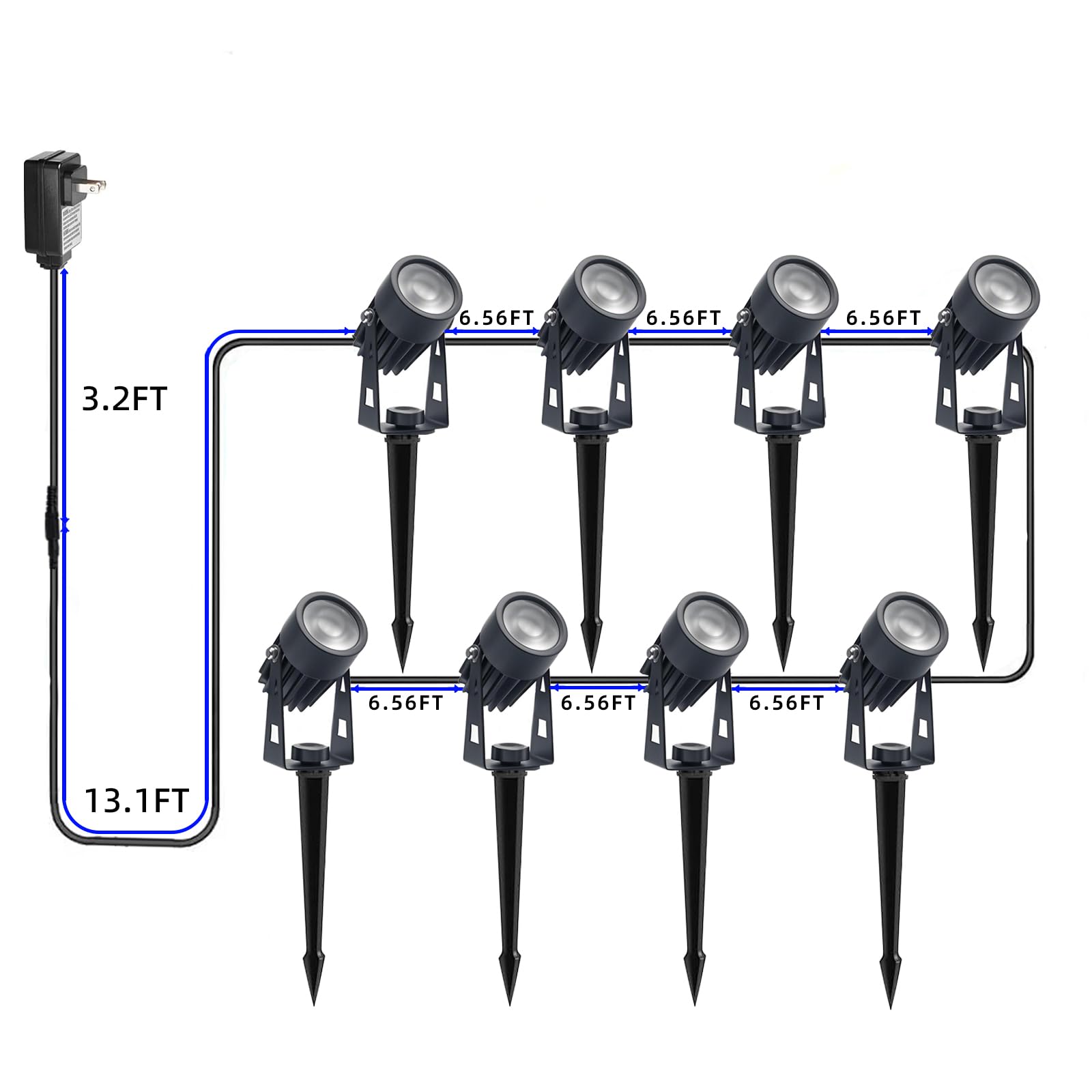 Sathem Smart RGB LED Spotlights, IP65 Waterproof, 8 Pack, Aluminum, Black, Model LS000C8