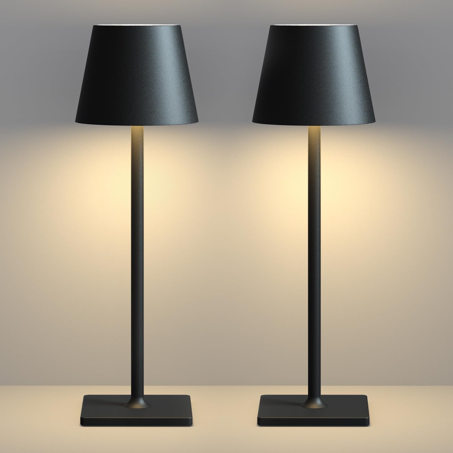 WhitePoplar LED Cordless Table Lamp: 6000mAh Rechargeable Battery Operated Desk Lamp, 3 Color Stepless Dimmable Touch Lamp, IP65