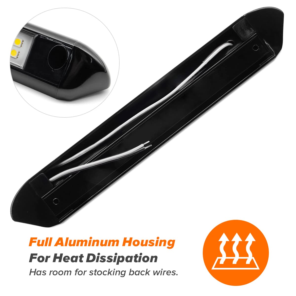 Dream Lighting RV Porch Light 12V LED Outdoor Awning Light 10in Black 7000K Cool White Pack of 2