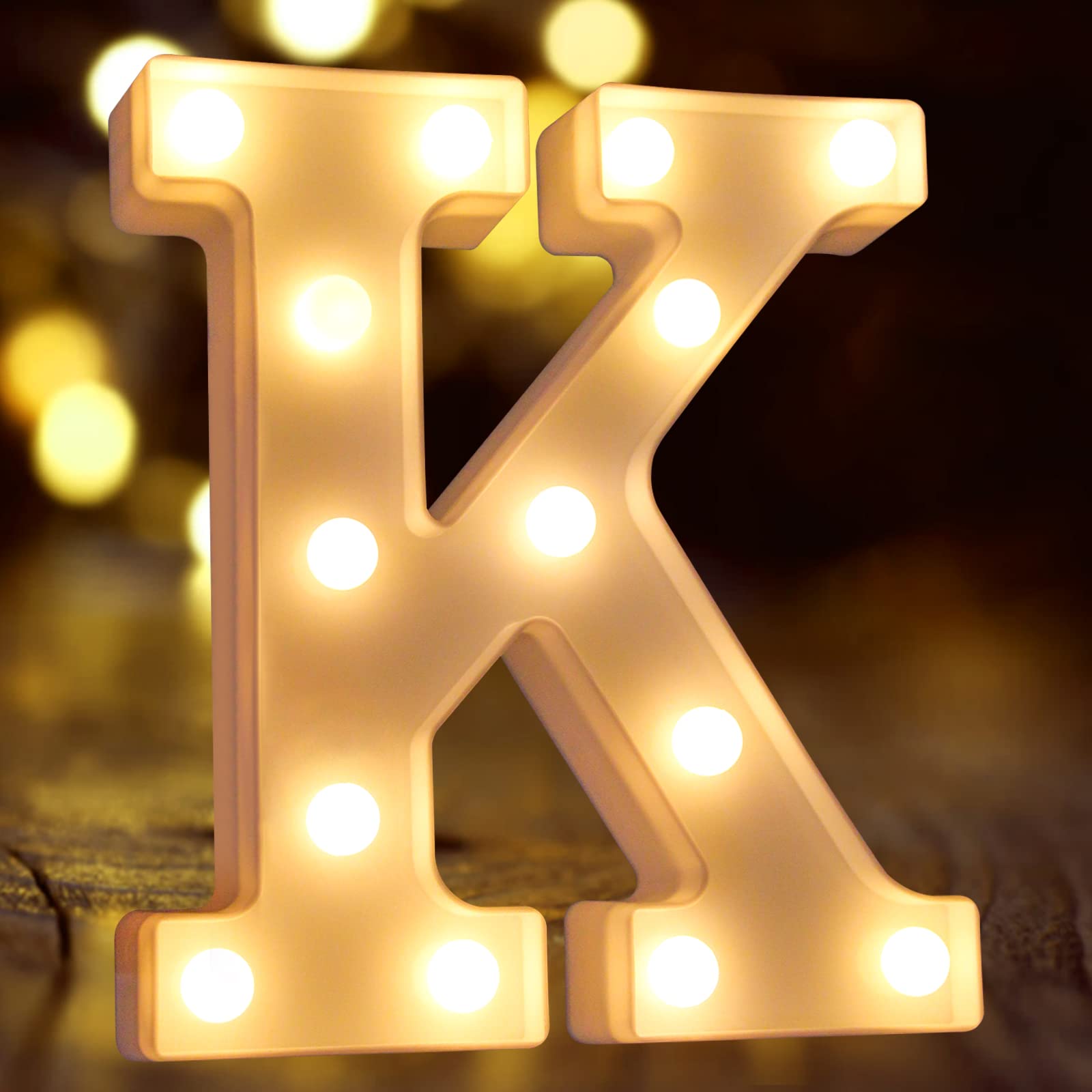 Laerjin Light Up Letters, Marquee Letters With Lights, Decorative Led Light Up Number, Light Up Number Sign For Night Light Wedding Birthday Party Christmas Home Bar - Letter Lights-K